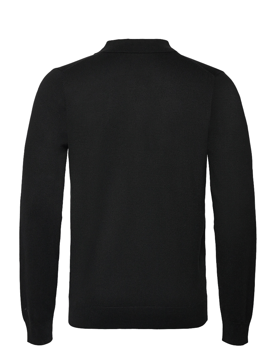 Lindbergh - Long sleeve knitted poloshirt - langärmelige gestrickte polohemden - black - 1