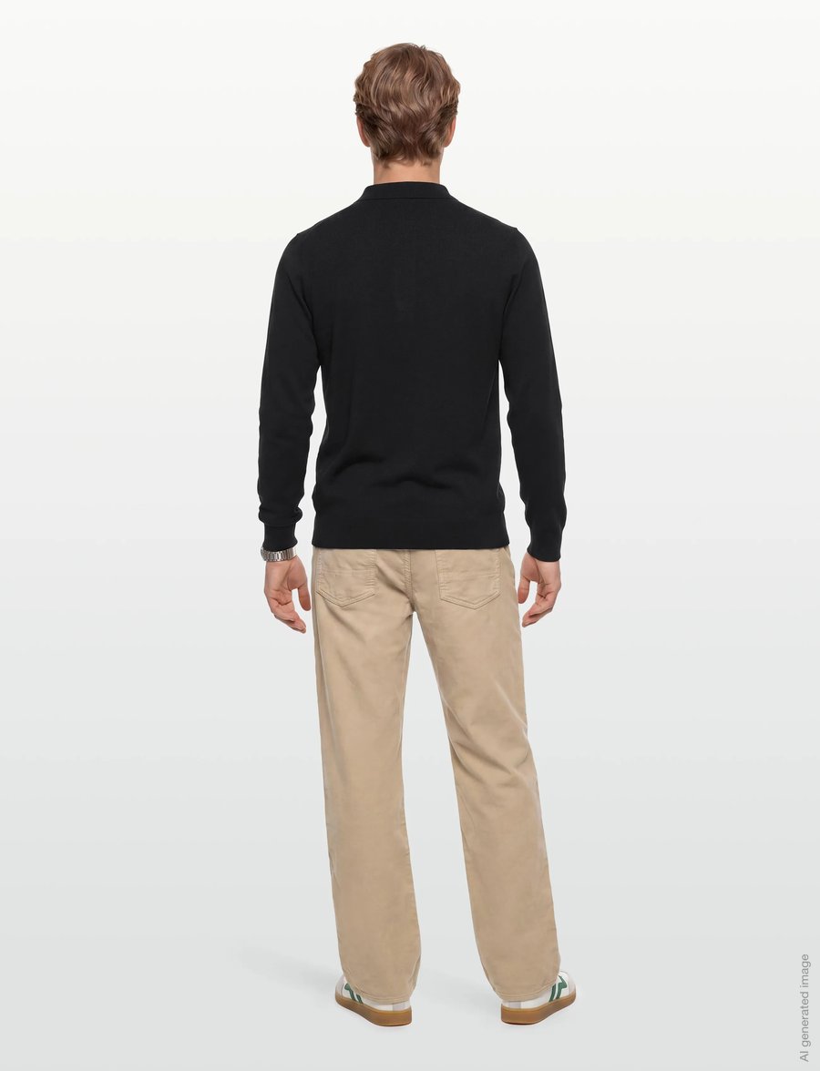 Lindbergh - Long sleeve knitted poloshirt - langärmelige strick-polohemden - black - 4