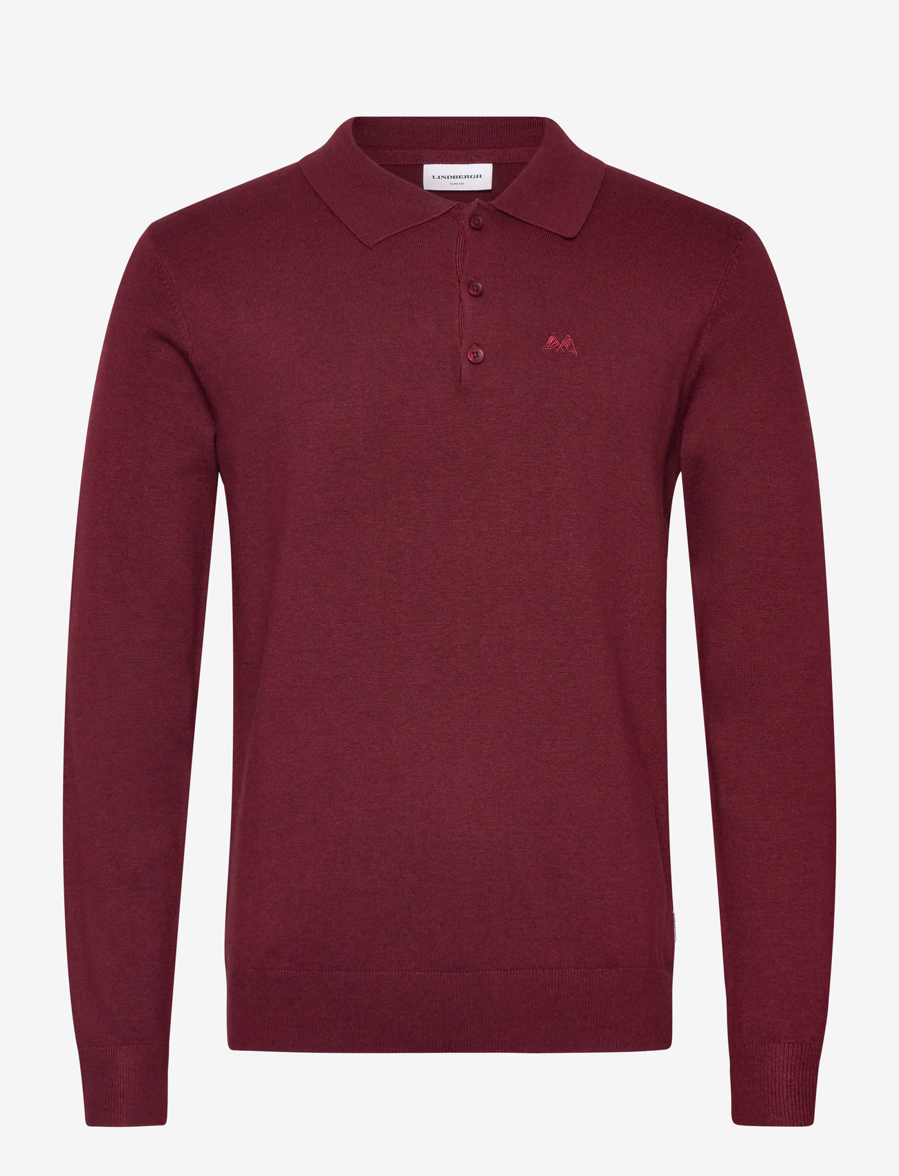 Lindbergh - Long sleeve knitted poloshirt - trikotažiniai polo marškinėliai ilgomis rankovėmis - cherry mel - 0