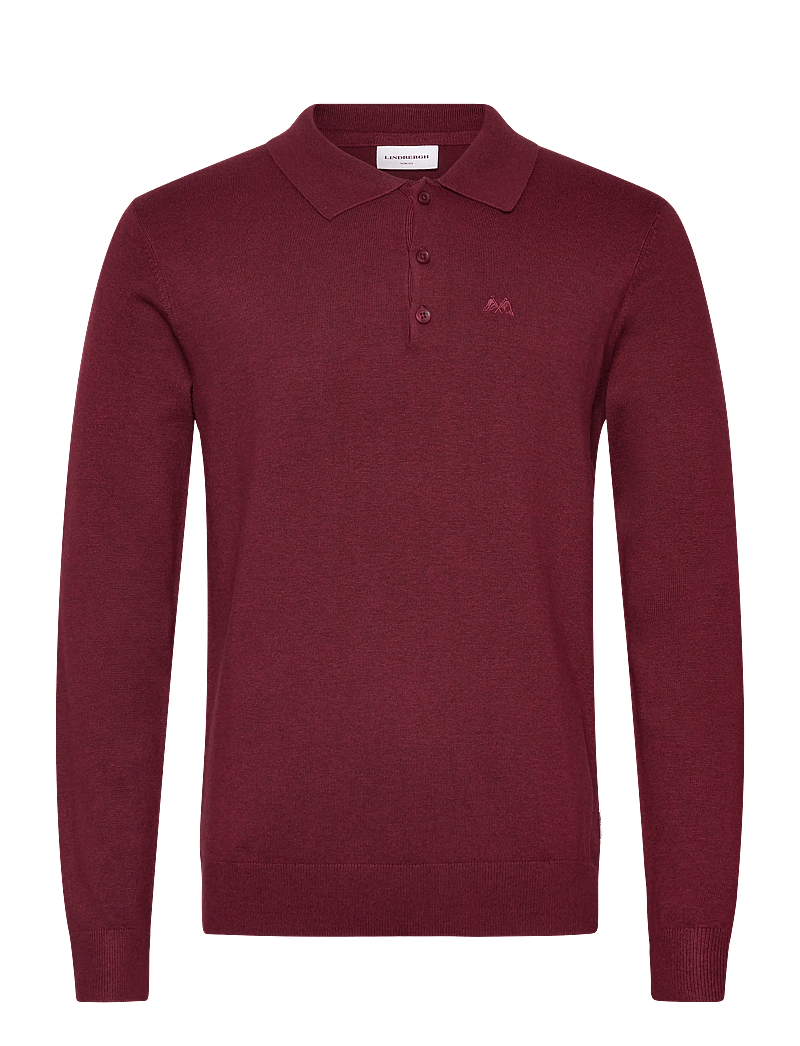 Lindbergh - Long sleeve knitted poloshirt - trikotažiniai polo marškinėliai ilgomis rankovėmis - cherry mel - 0