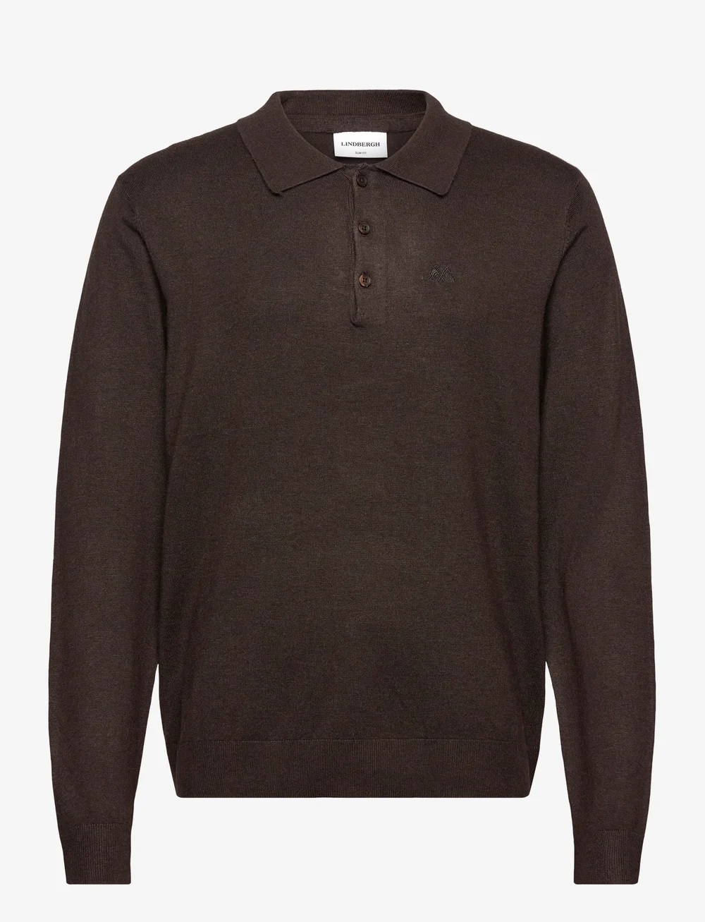 Lindbergh - Ecovero L/S polo - polostrik - dk brown mel - 1
