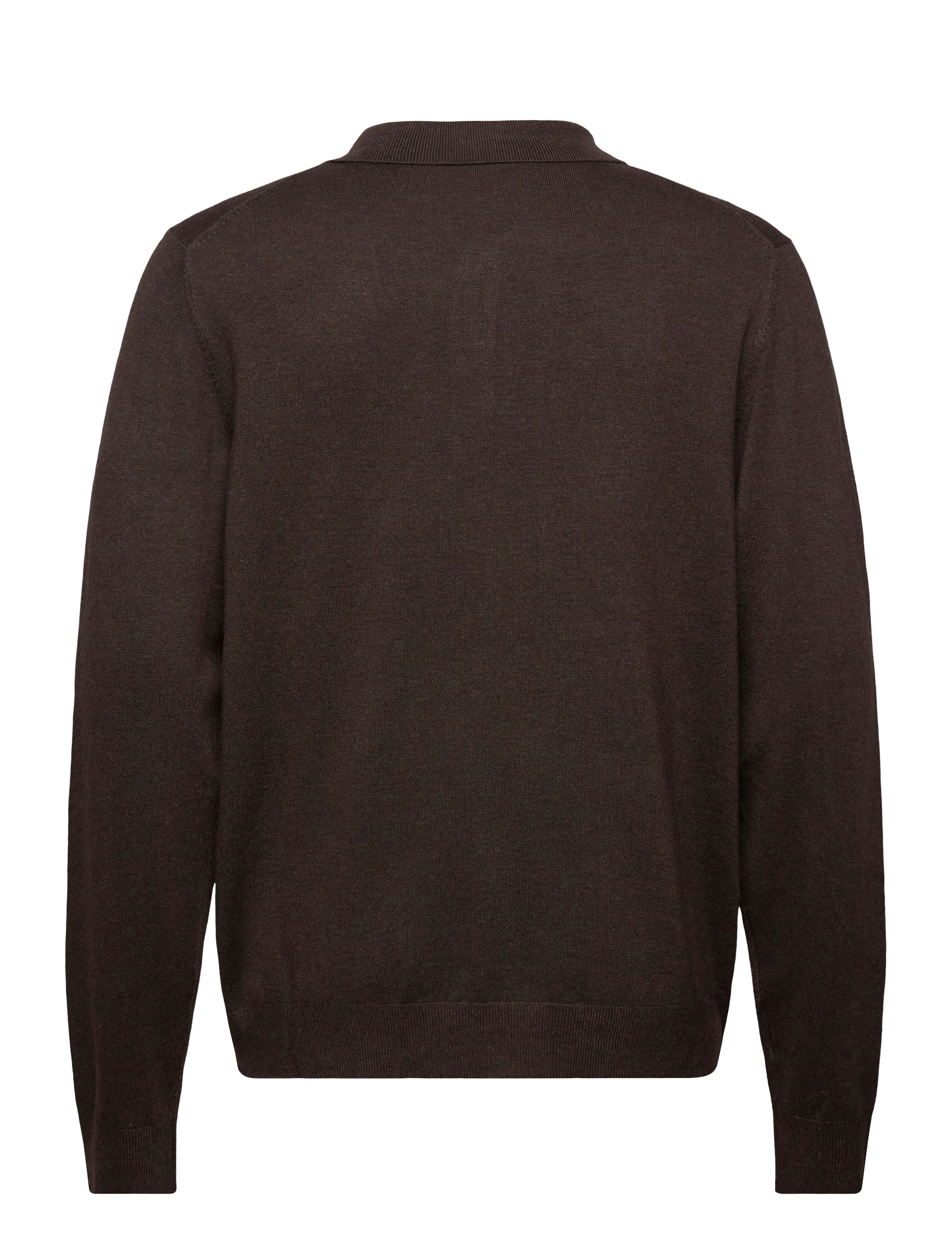 Lindbergh - Long sleeve knitted poloshirt - geweven polo's met lange mouwen - dk brown mel - 2