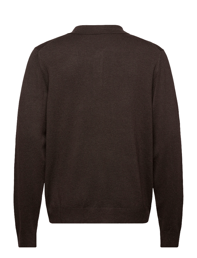 Lindbergh - Long sleeve knitted poloshirt - pikkade varrukatega kootud polosärgid - dk brown mel - 2