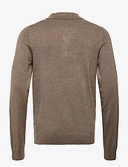Lindbergh - Long sleeve knitted poloshirt - kootud polosärgid - dk sand mel - 1