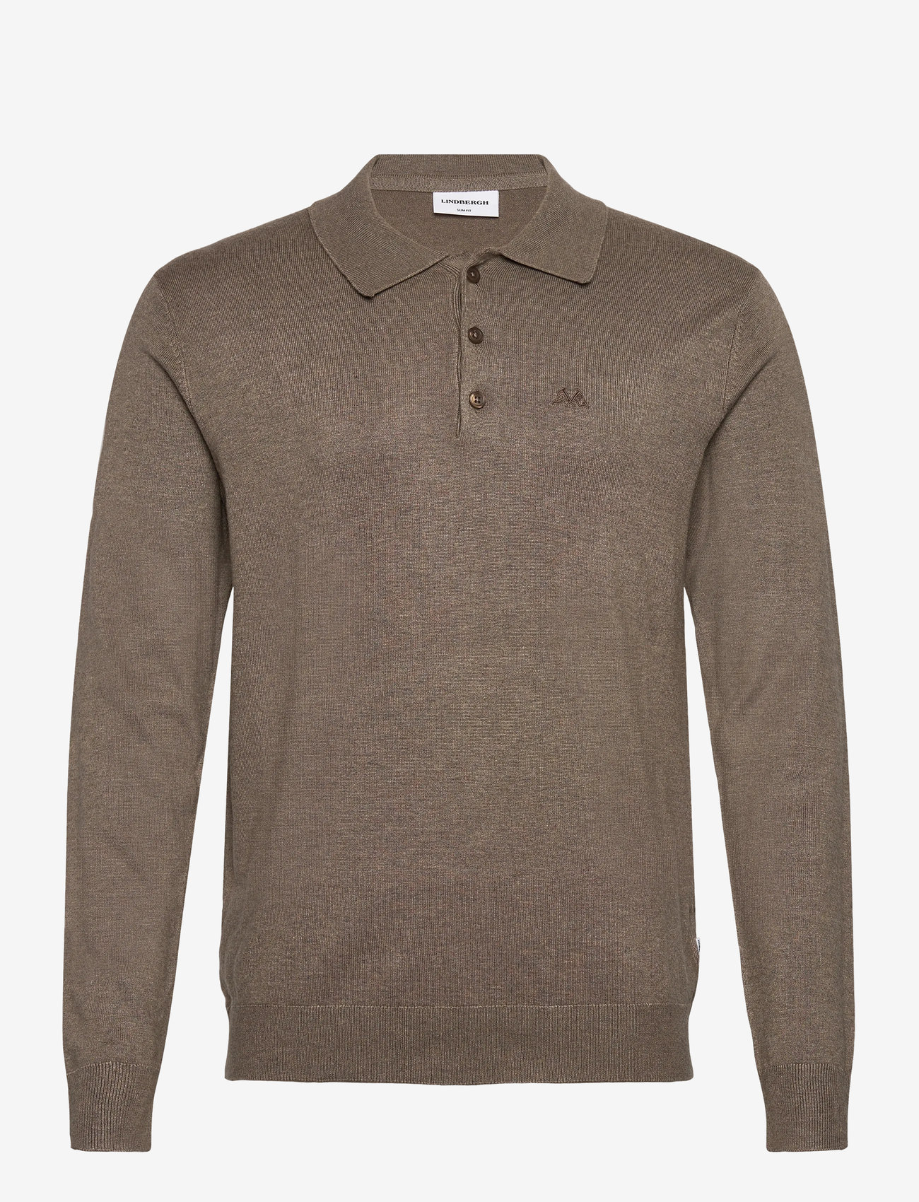 Lindbergh - Ecovero L/S polo - polostrik - dk sand mel - 1
