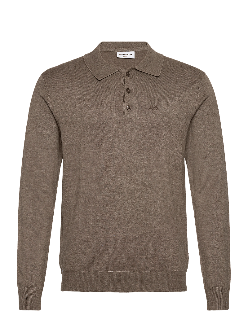 Lindbergh - Ecovero L/S polo - polostrik - dk sand mel - 1