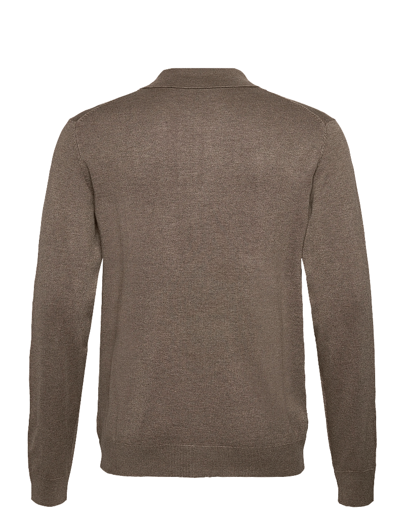 Lindbergh - Ecovero L/S polo - polostrik - dk sand mel - 2