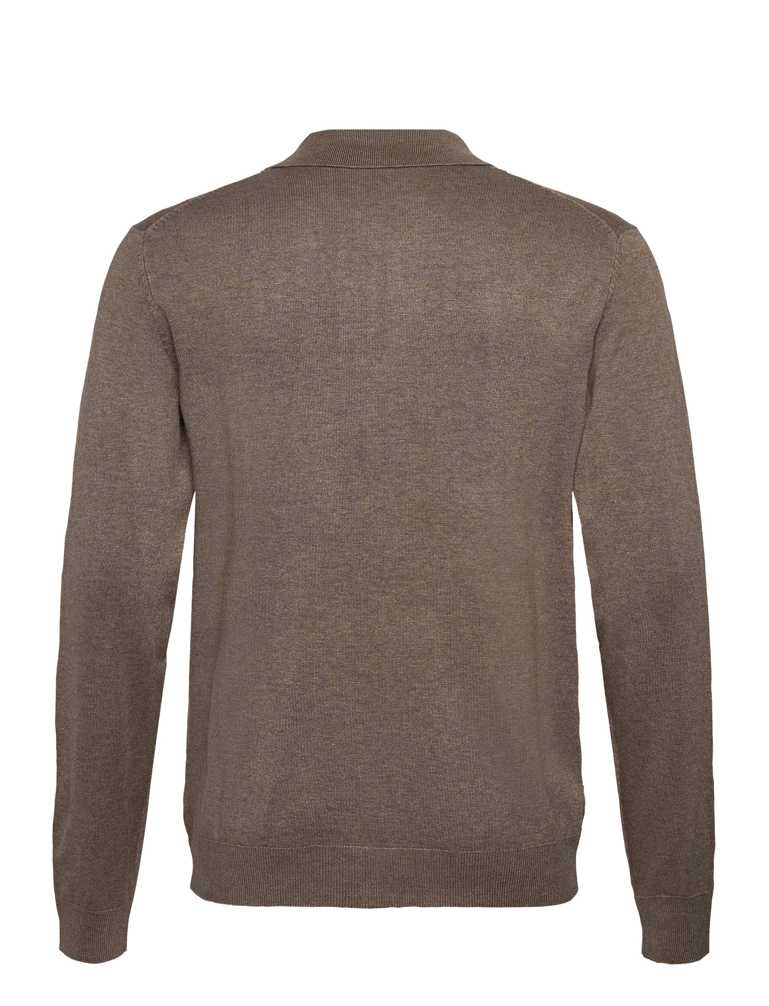 Lindbergh - Long sleeve knitted poloshirt - long-sleeved knitted polos - dk sand mel - 2