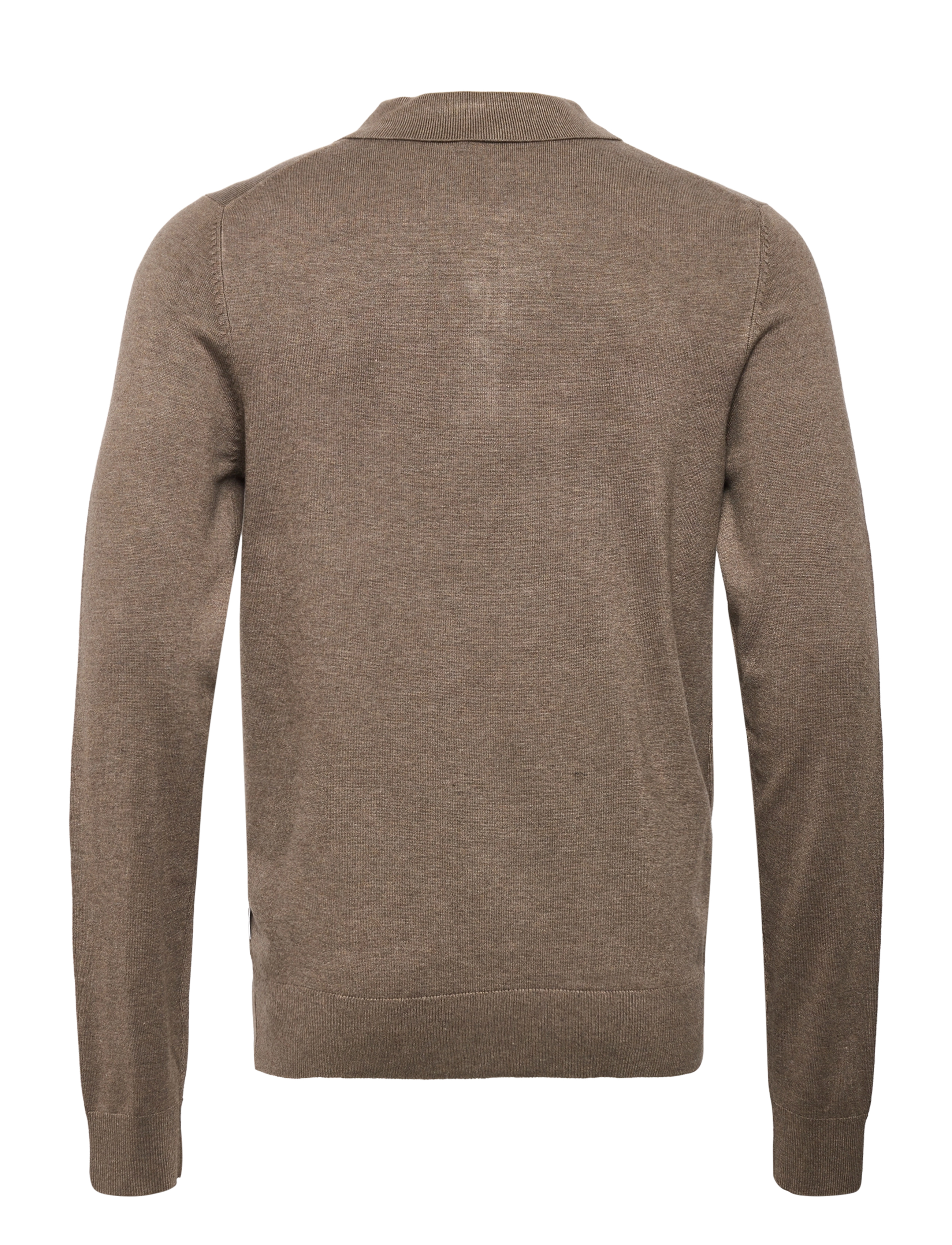 Lindbergh - Long sleeve knitted poloshirt - stickade pikéer - dk sand mel - 2