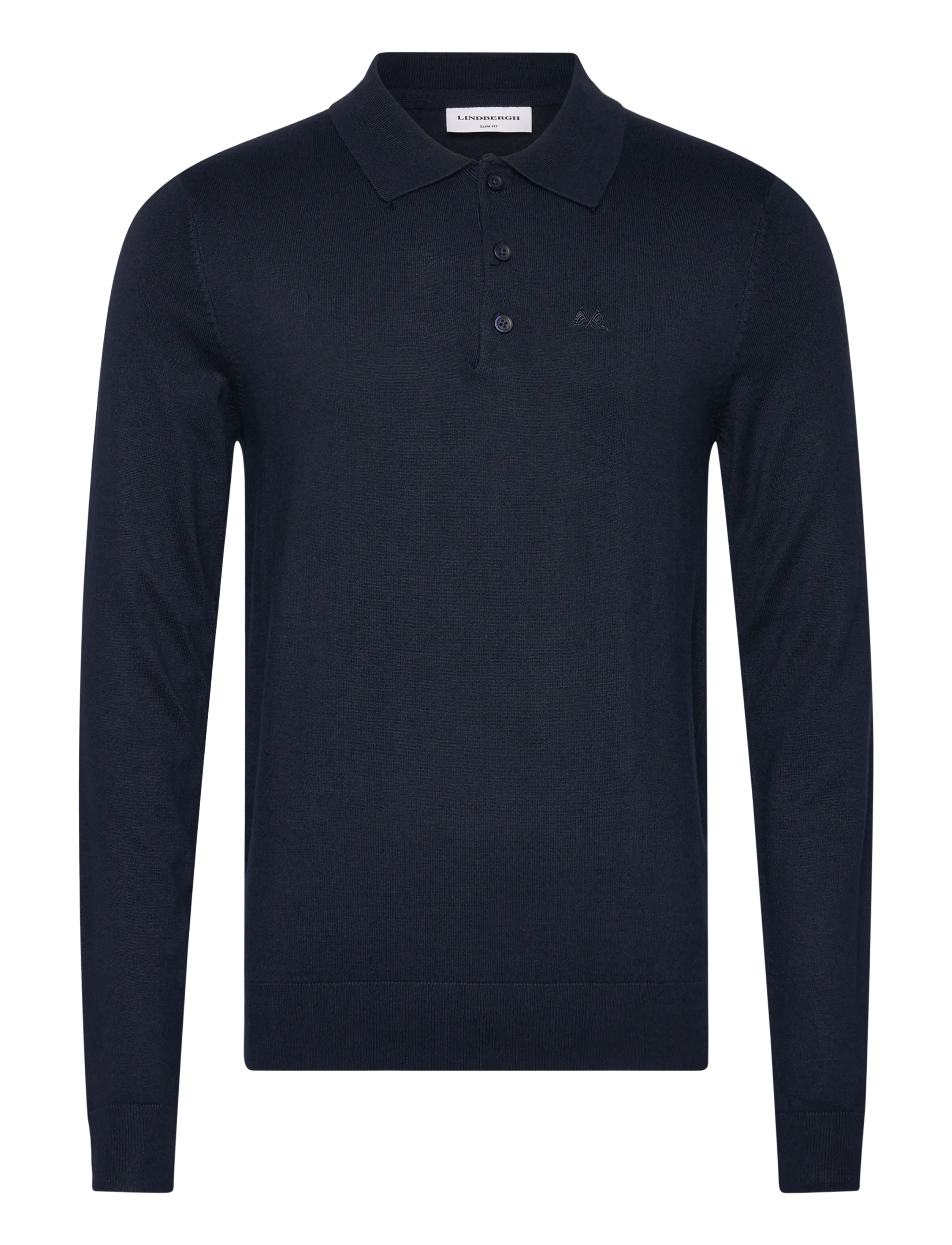 Lindbergh Long sleeve knitted poloshirt - Kudumid - NAVY / navy