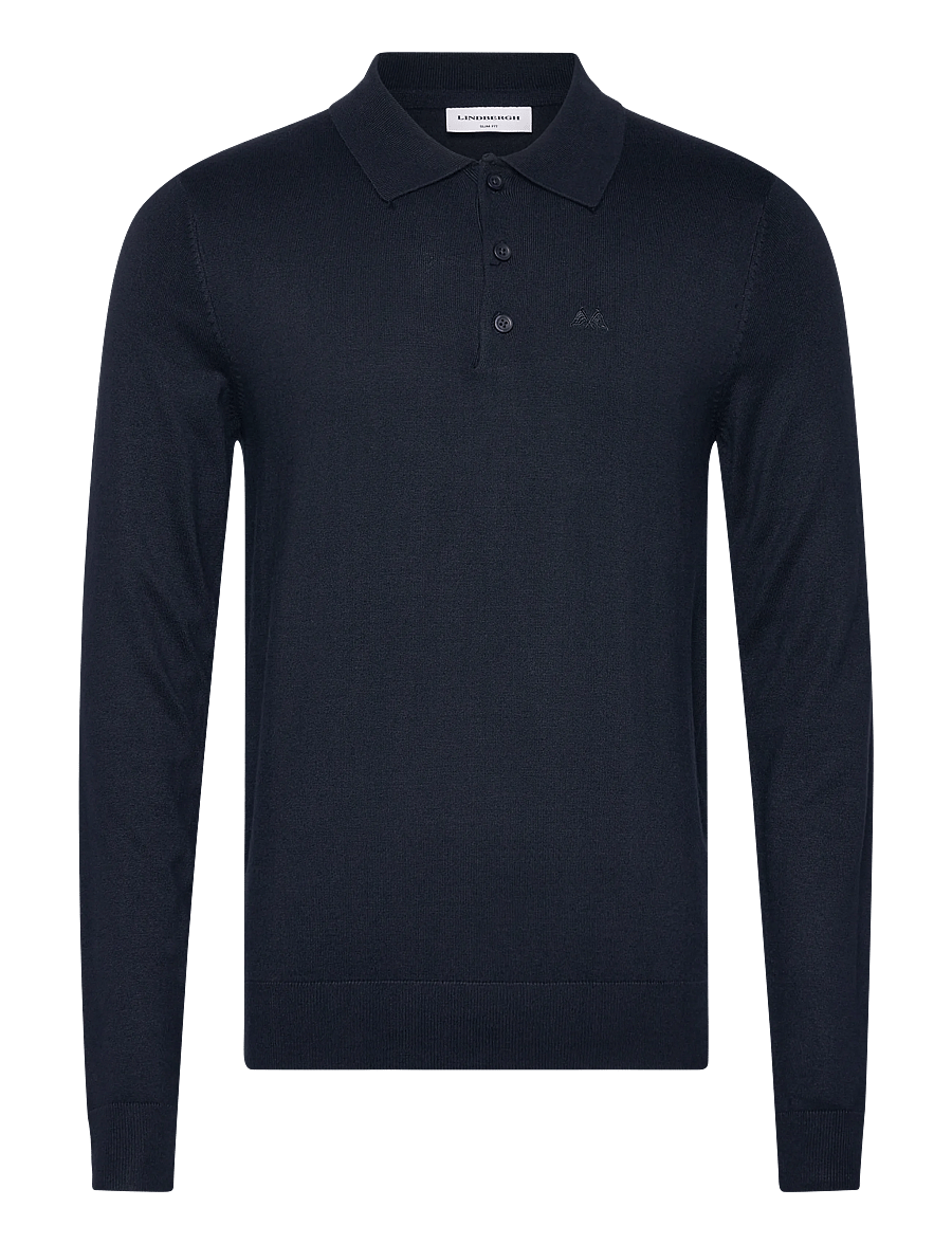 Lindbergh - Long sleeve knitted poloshirt - trikotažiniai polo marškinėliai ilgomis rankovėmis - navy - 0