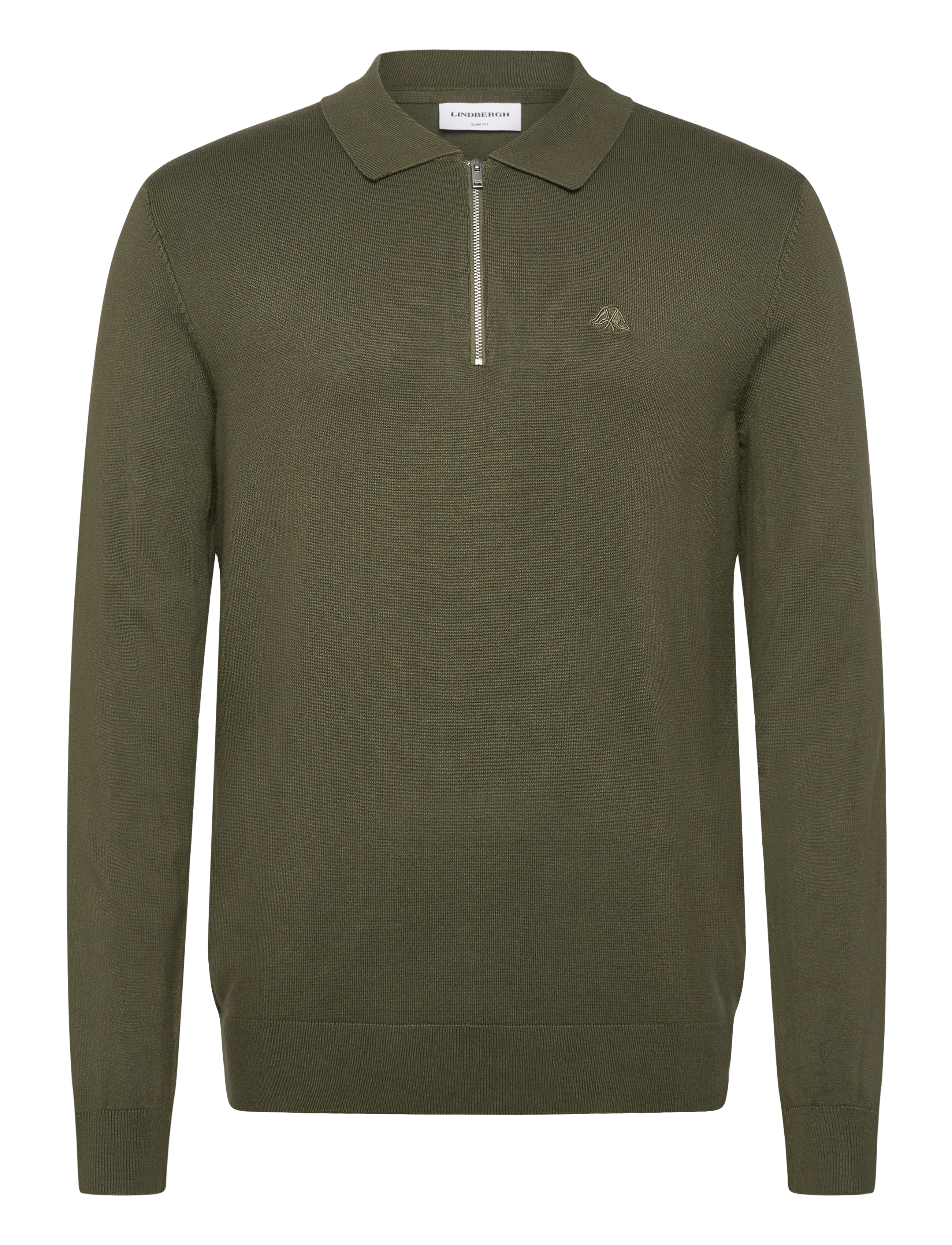 LINDBERGH Ecovero L/S Zip Polo Khaki - XL - Herren