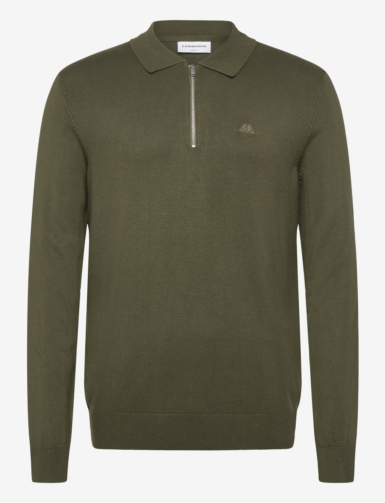 Lindbergh - Ecovero L/S zip polo - stickade pikéer - army - 0
