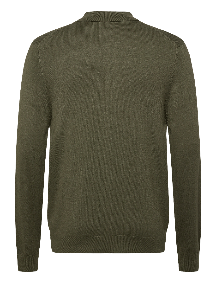 Lindbergh - Ecovero L/S zip polo - langärmelige gestrickte polohemden - army - 1