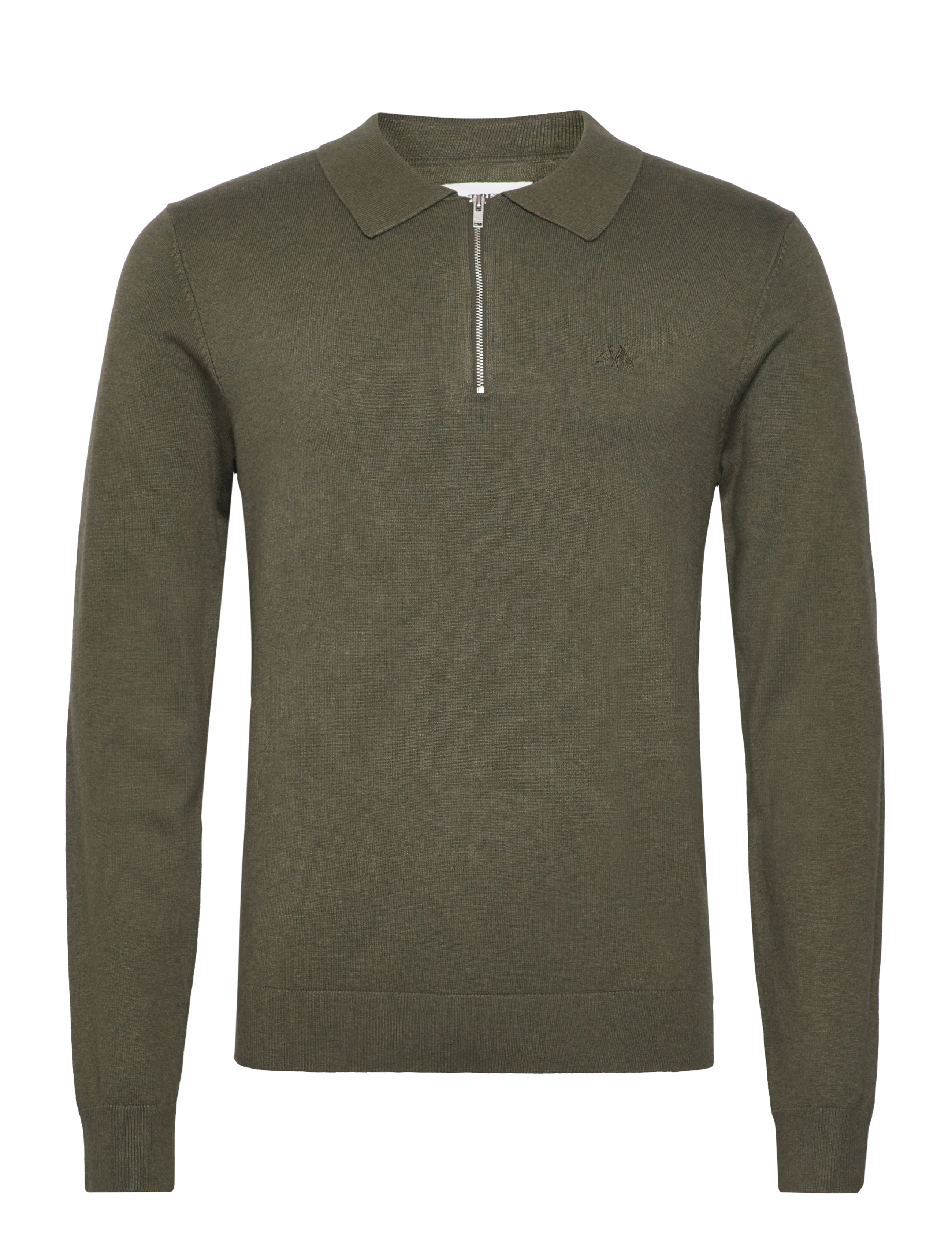 LINDBERGH Ecovero L/S Zip Polo ARMY MEL - XL - Herren