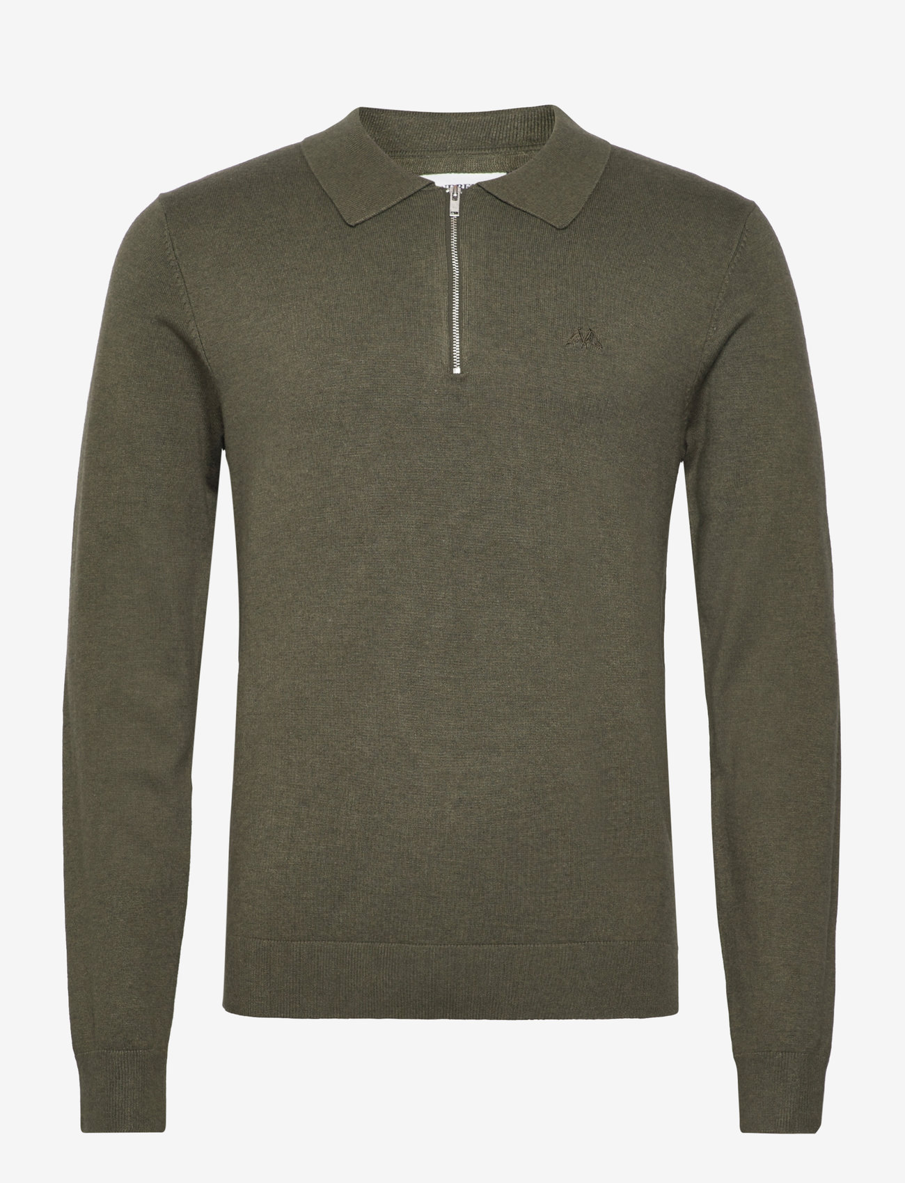 Lindbergh - Ecovero L/S zip polo - polostrik - army mel - 0