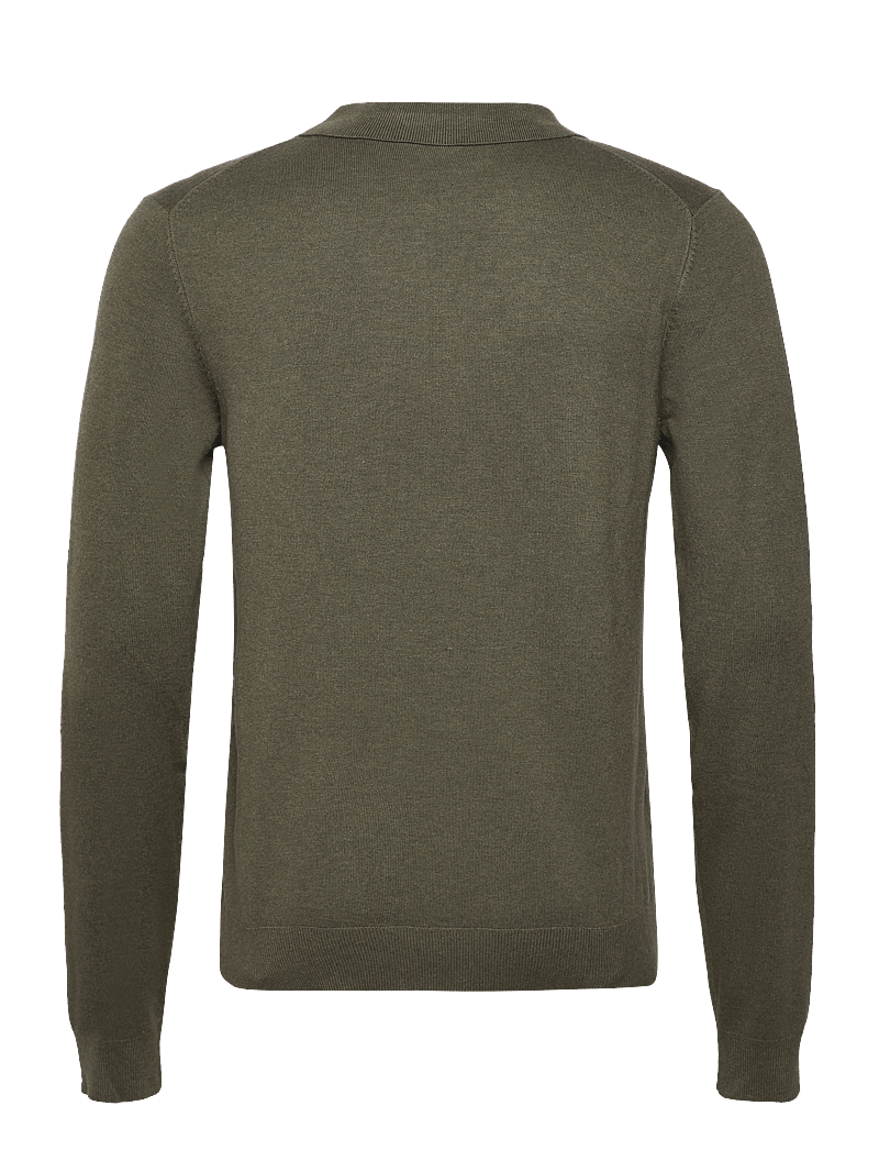 Lindbergh - Ecovero L/S zip polo - langärmelige gestrickte polohemden - army mel - 1