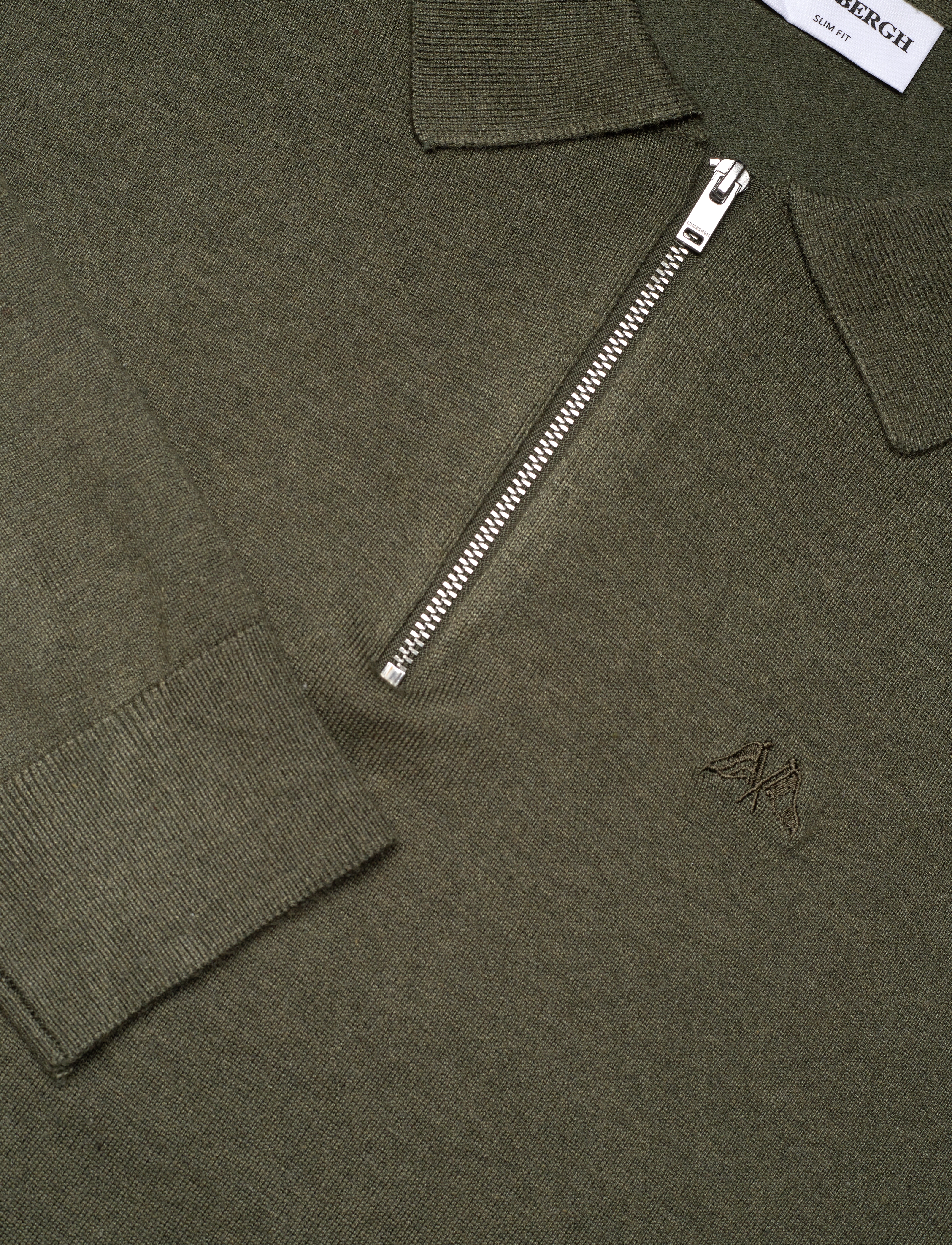 Lindbergh - Ecovero L/S zip polo - pikkade varrukatega kootud polosärgid - army mel - 2