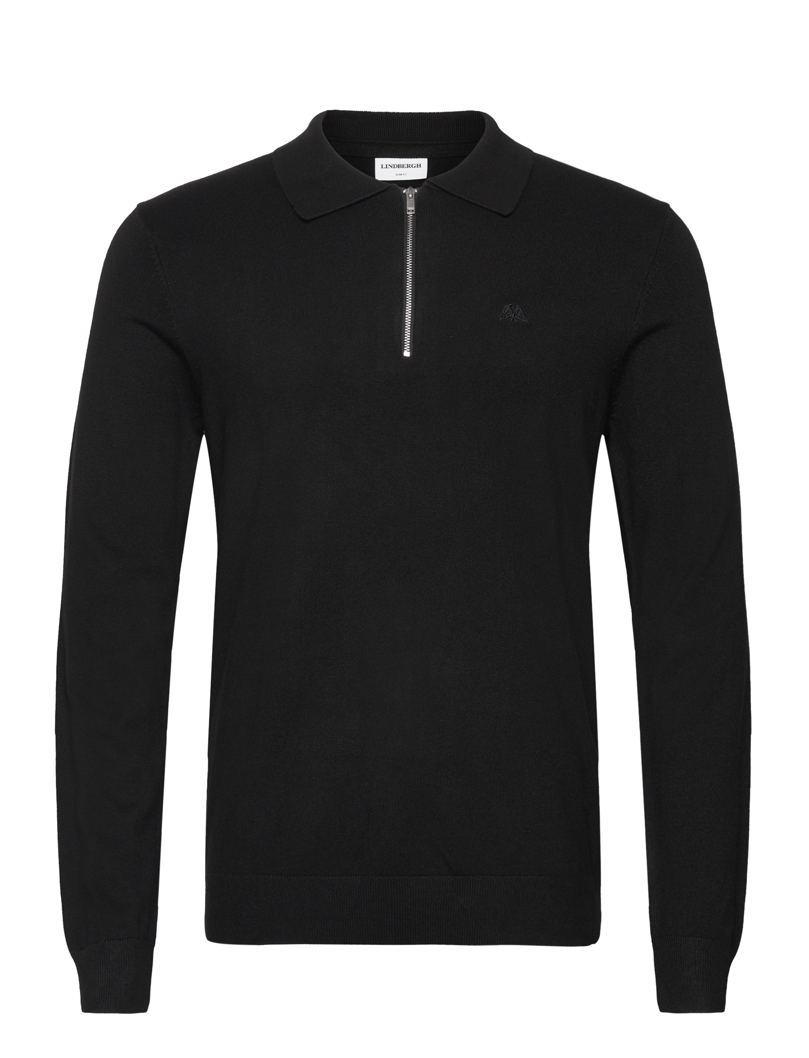 LINDBERGH Ecovero L/S Zip Polo Schwarz - XL - Herren