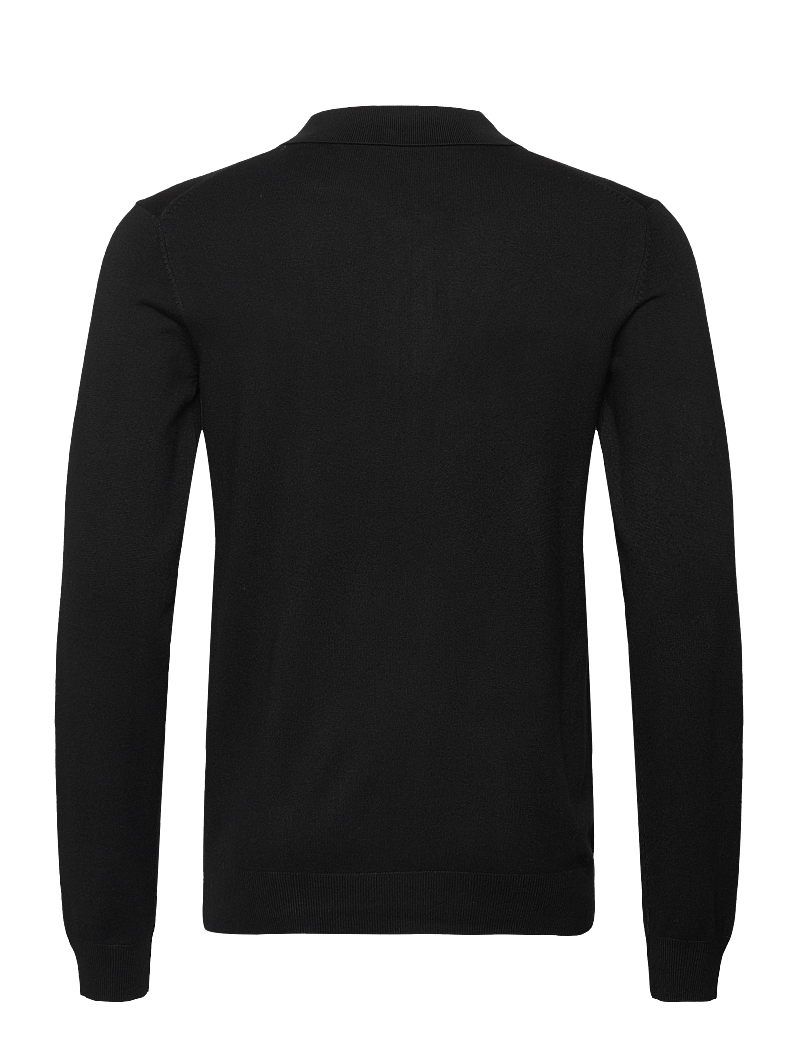 Lindbergh - Ecovero L/S zip polo - stickade pikéer - black - 2