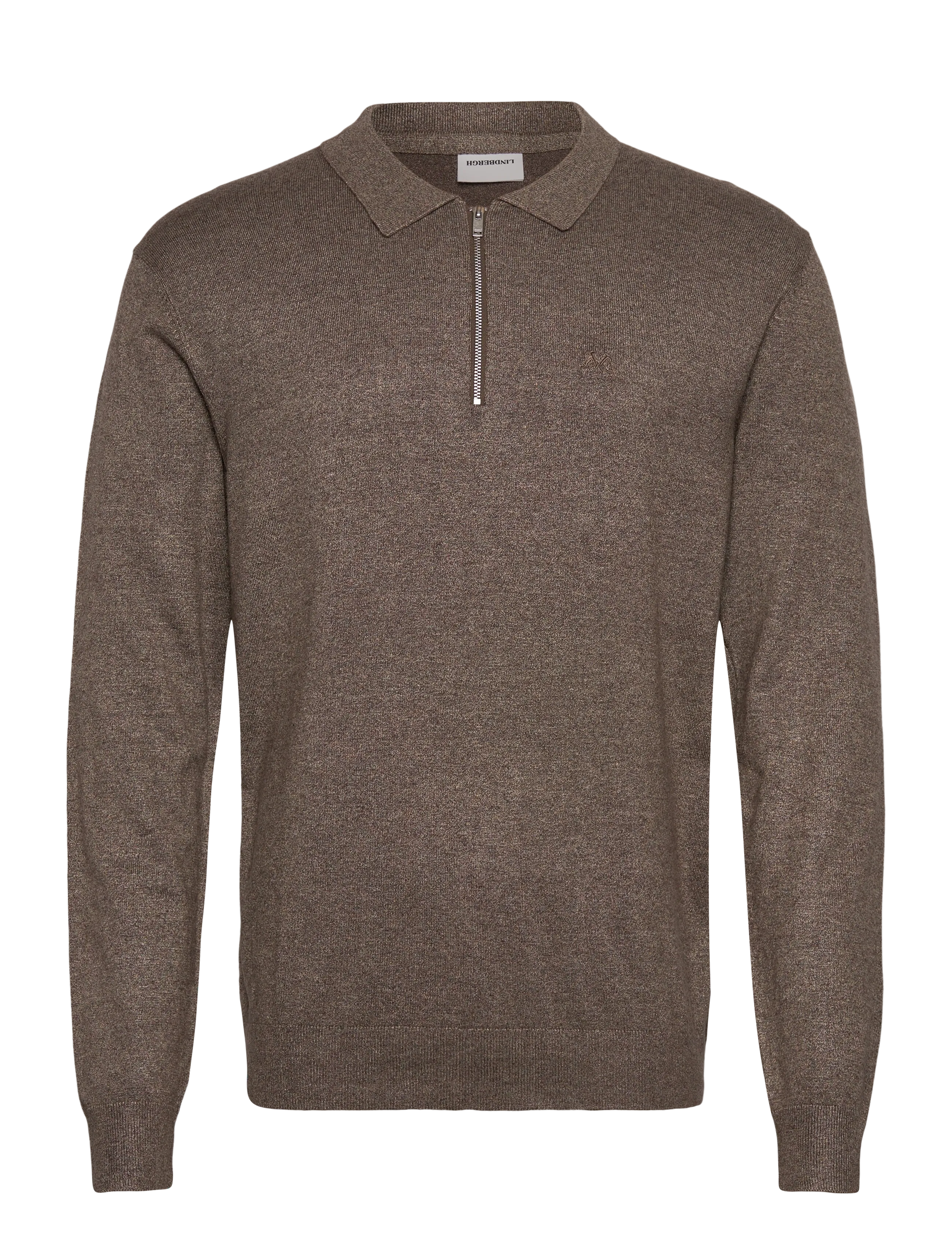 Lindbergh Ecovero L/S zip polo - Knitwear - BROWN BLEND / brown