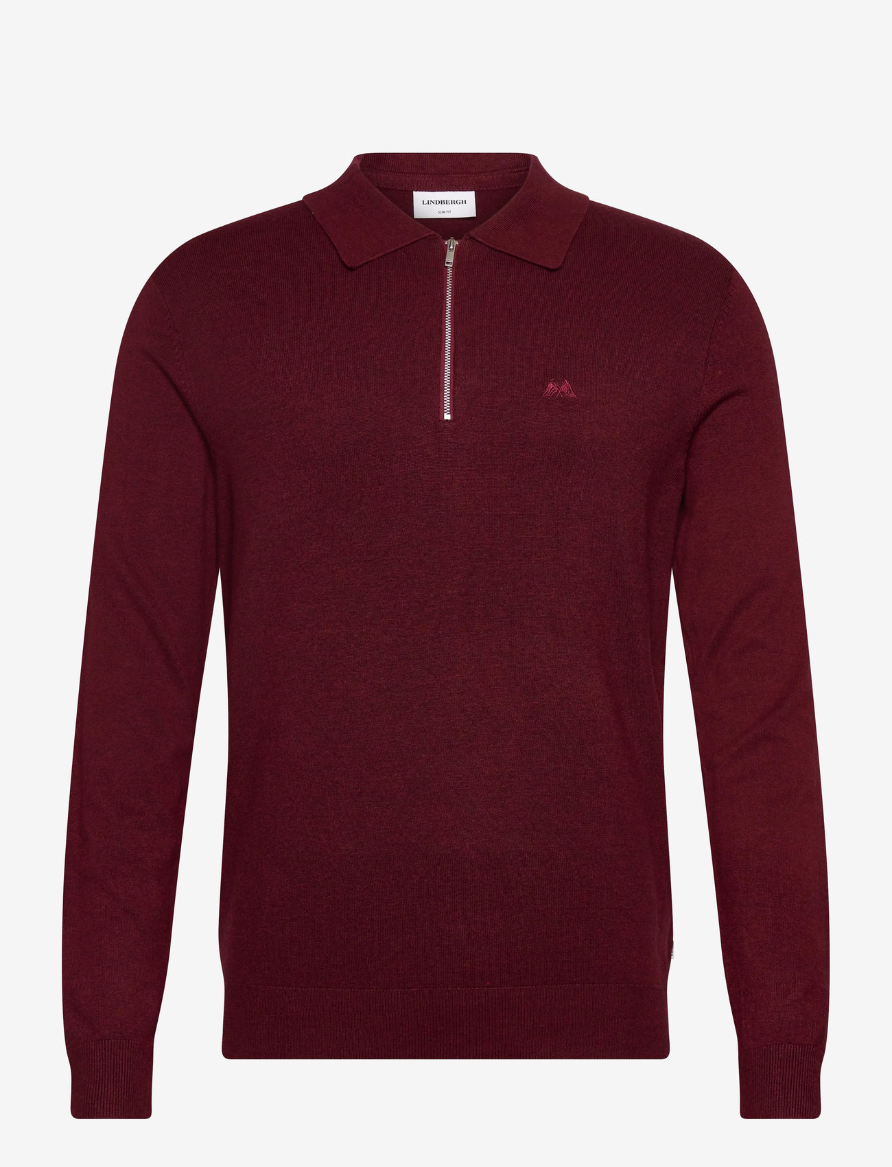 Lindbergh - Ecovero L/S zip polo - pikkade varrukatega kootud polosärgid - cherry mel - 0