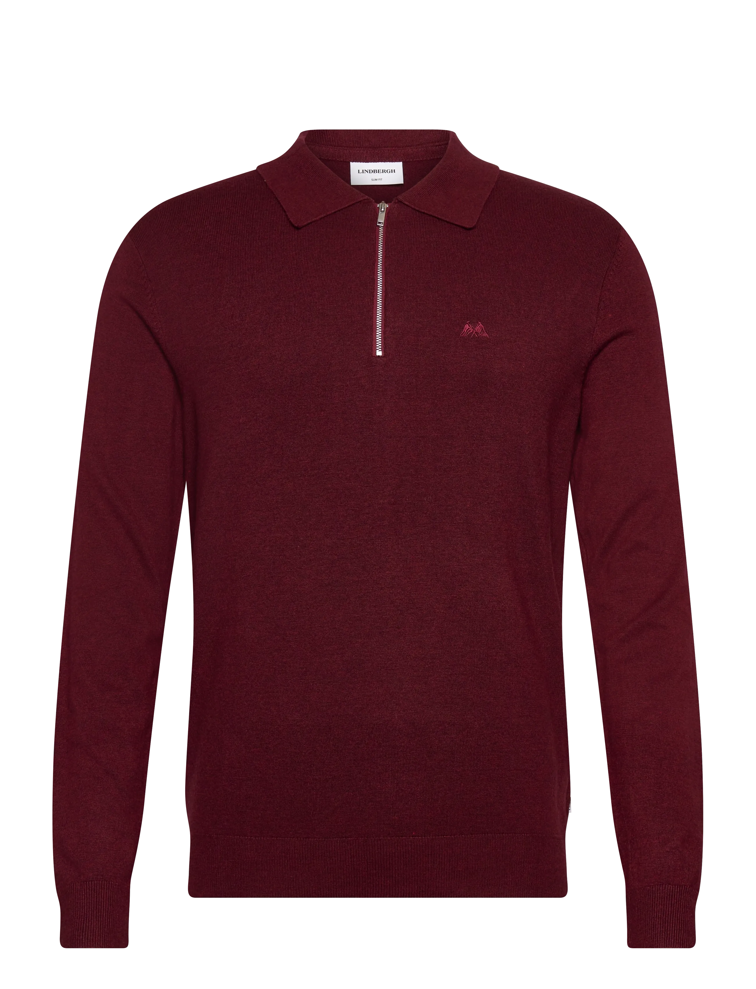 Lindbergh Ecovero L/S zip polo - Tøj - CHERRY MEL / burgundy