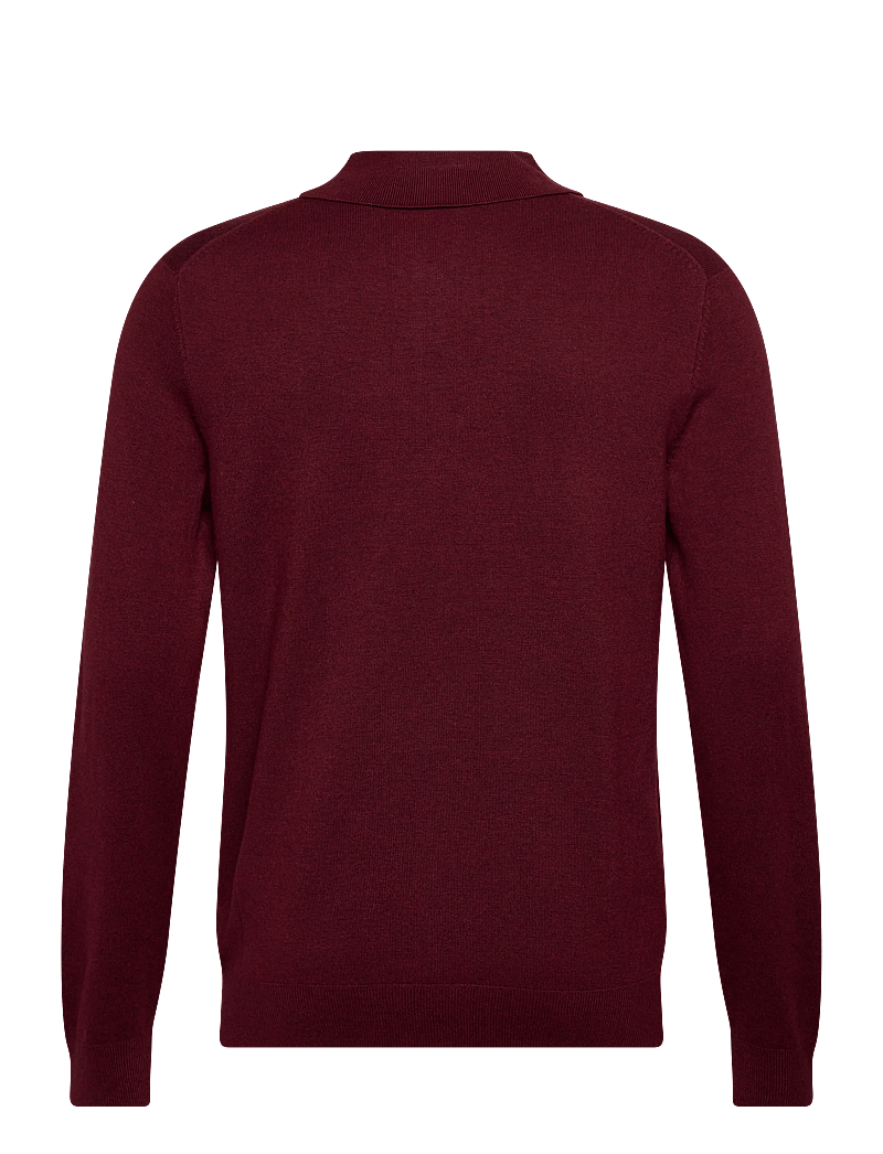 Lindbergh - Ecovero L/S zip polo - langärmelige gestrickte polohemden - cherry mel - 1