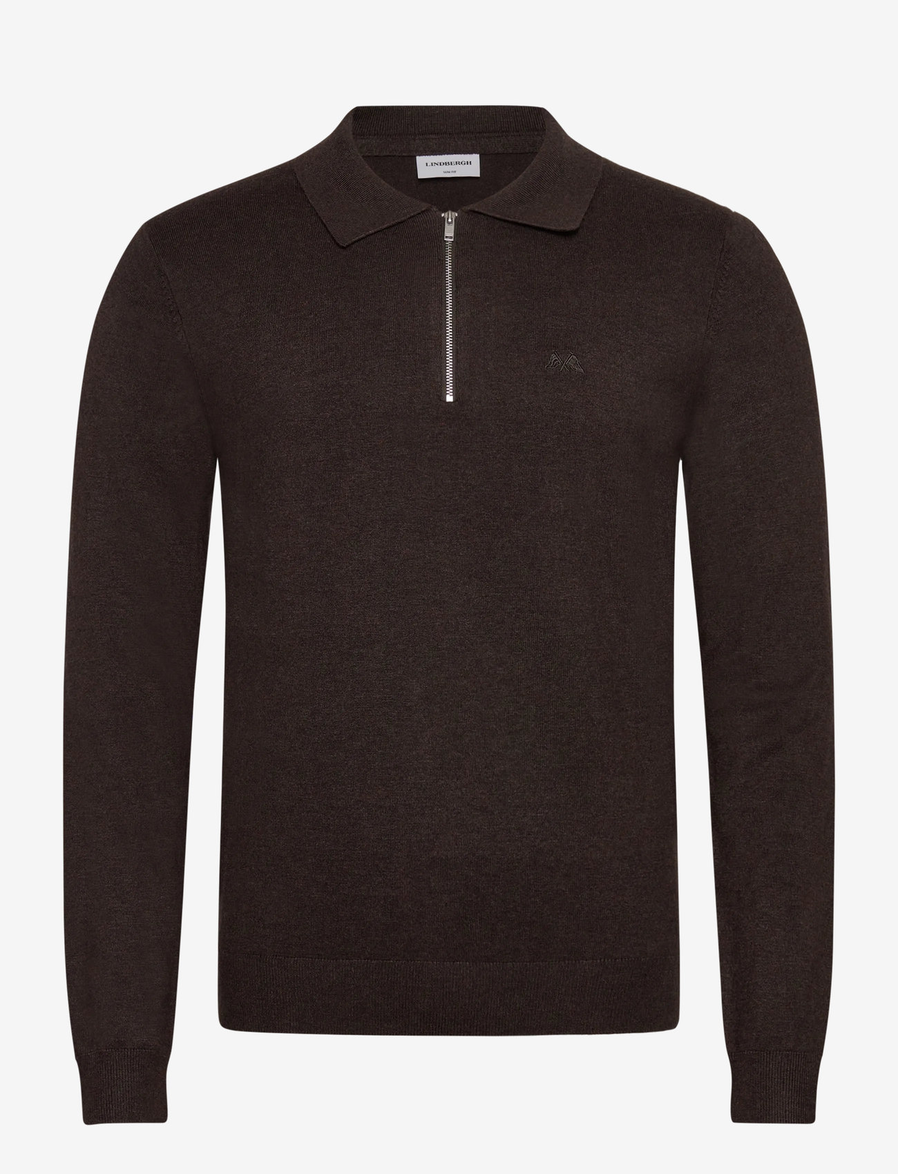 Lindbergh - Ecovero L/S zip polo - polostrik - dk brown mel - 0