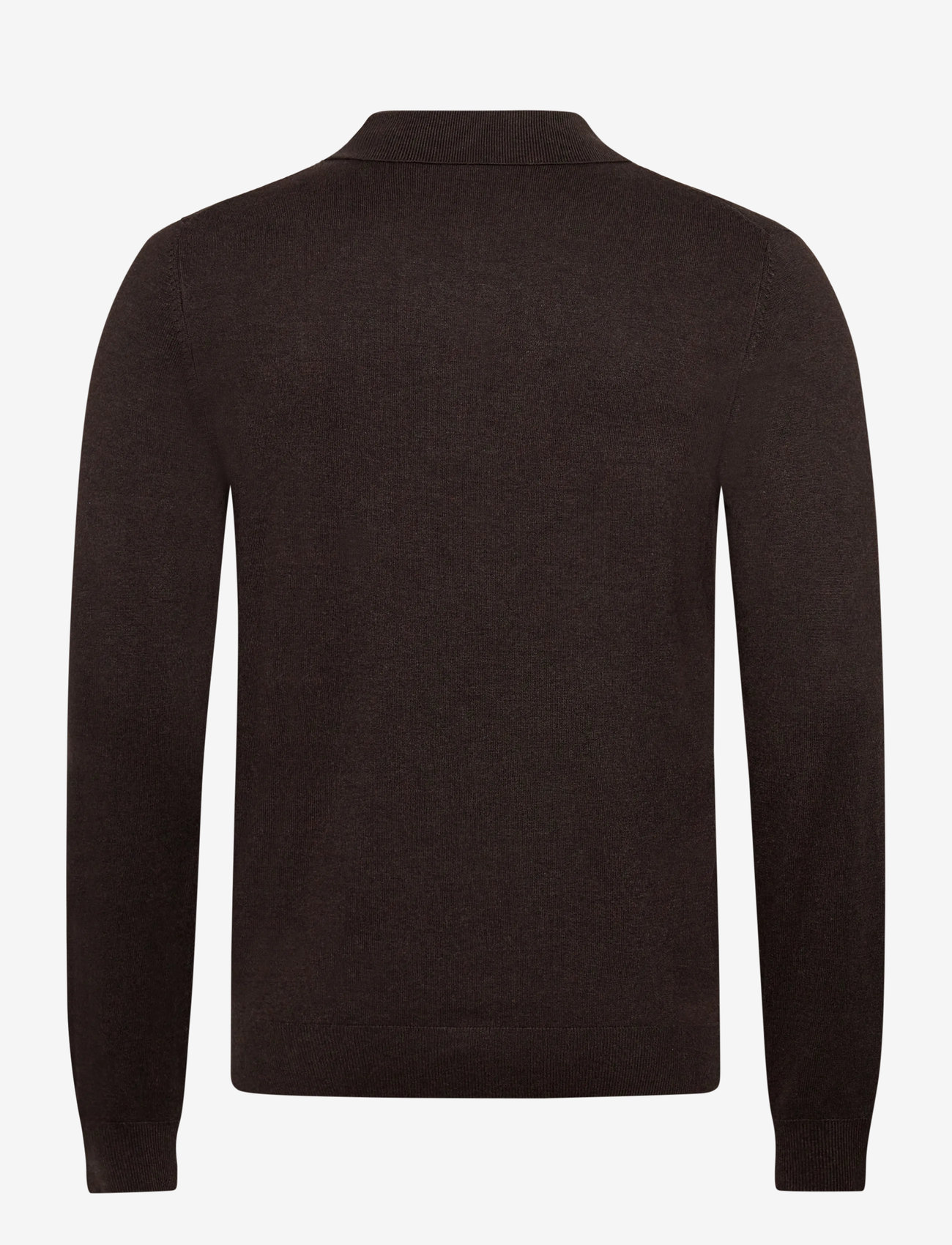 Lindbergh - Ecovero L/S zip polo - polostrik - dk brown mel - 1