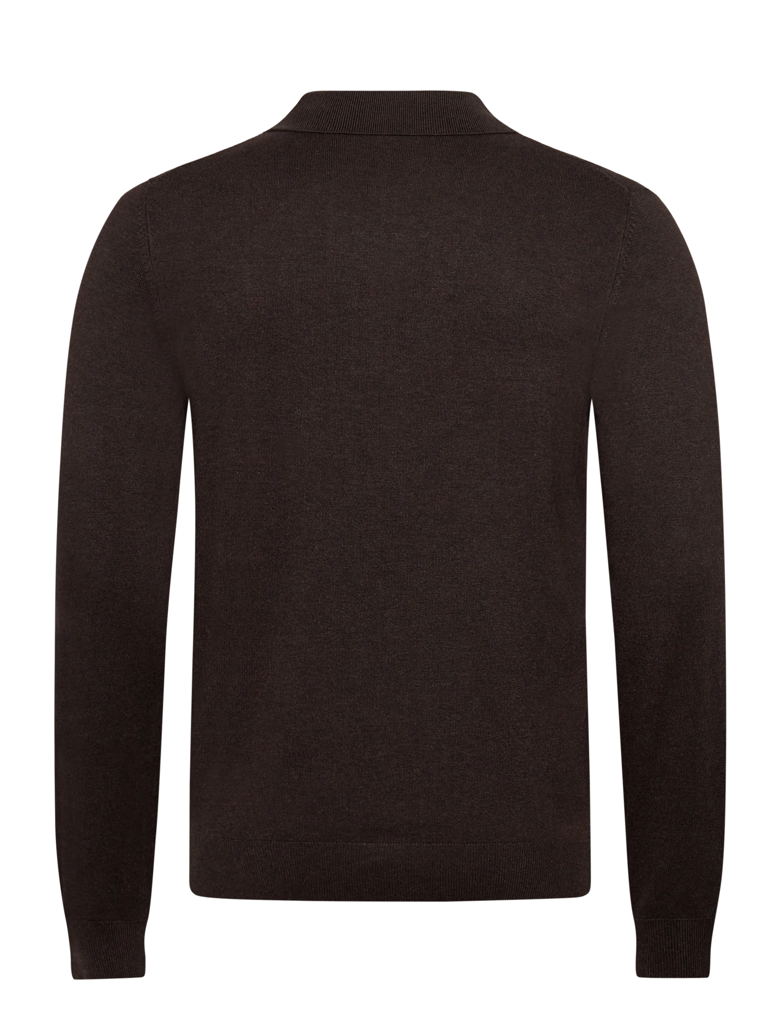 Lindbergh - Ecovero L/S zip polo - långärmade stickade pikétröjor - dk brown mel - 1