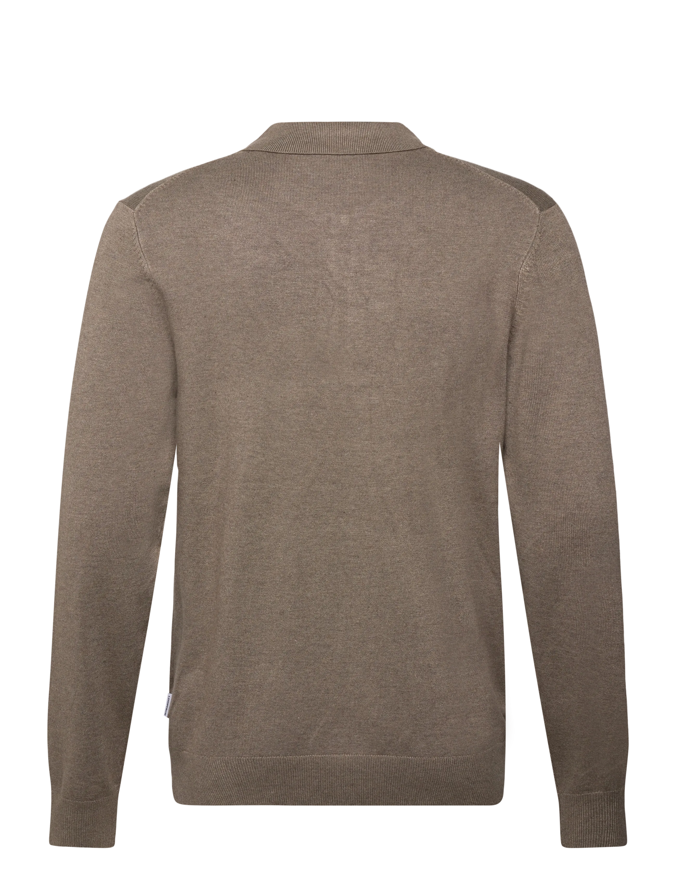 Lindbergh - Ecovero L/S zip polo - langärmelige gestrickte polohemden - dk sand mel - 2