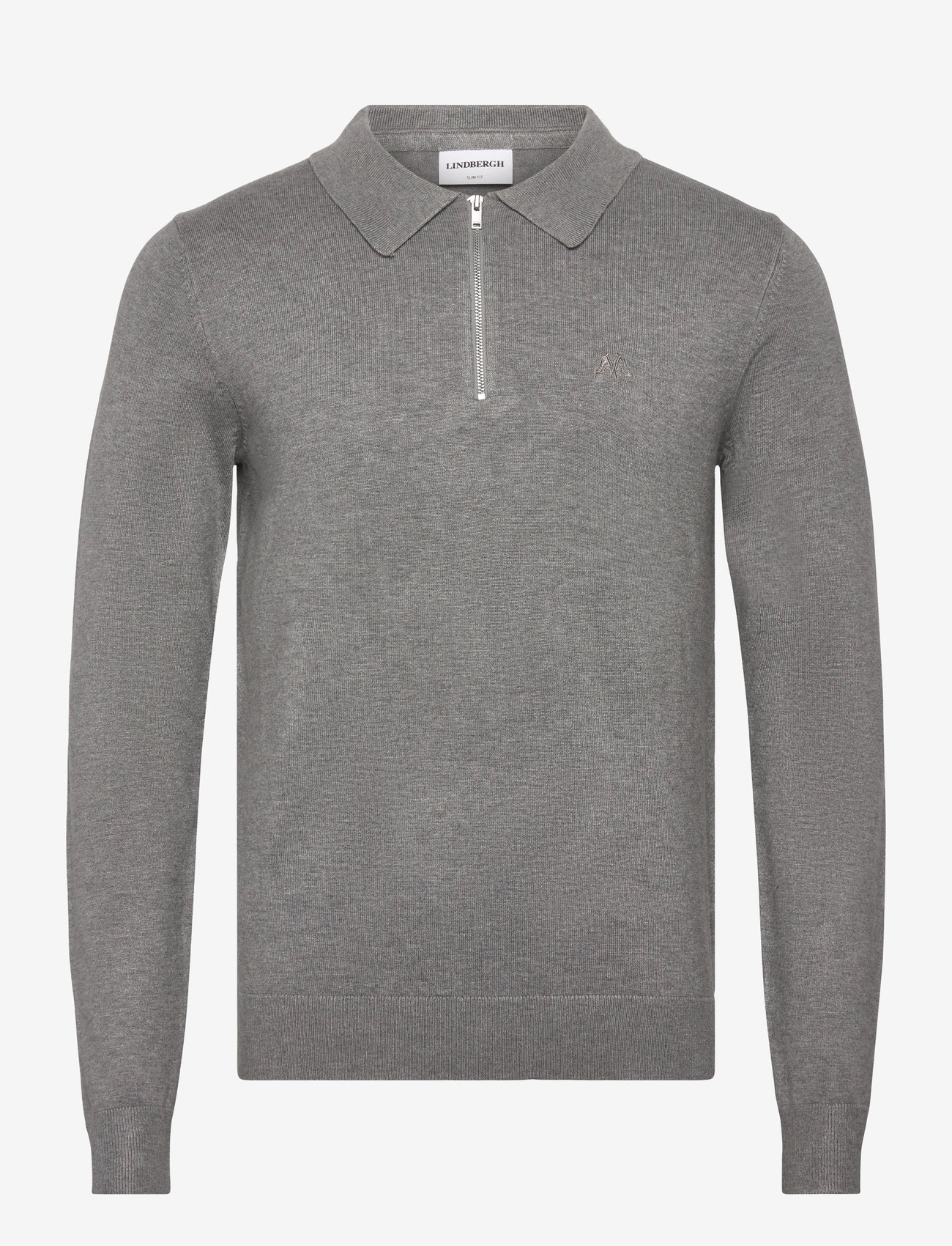 Lindbergh - Ecovero L/S zip polo - gestrickte polohemden - grey stone mix - 0