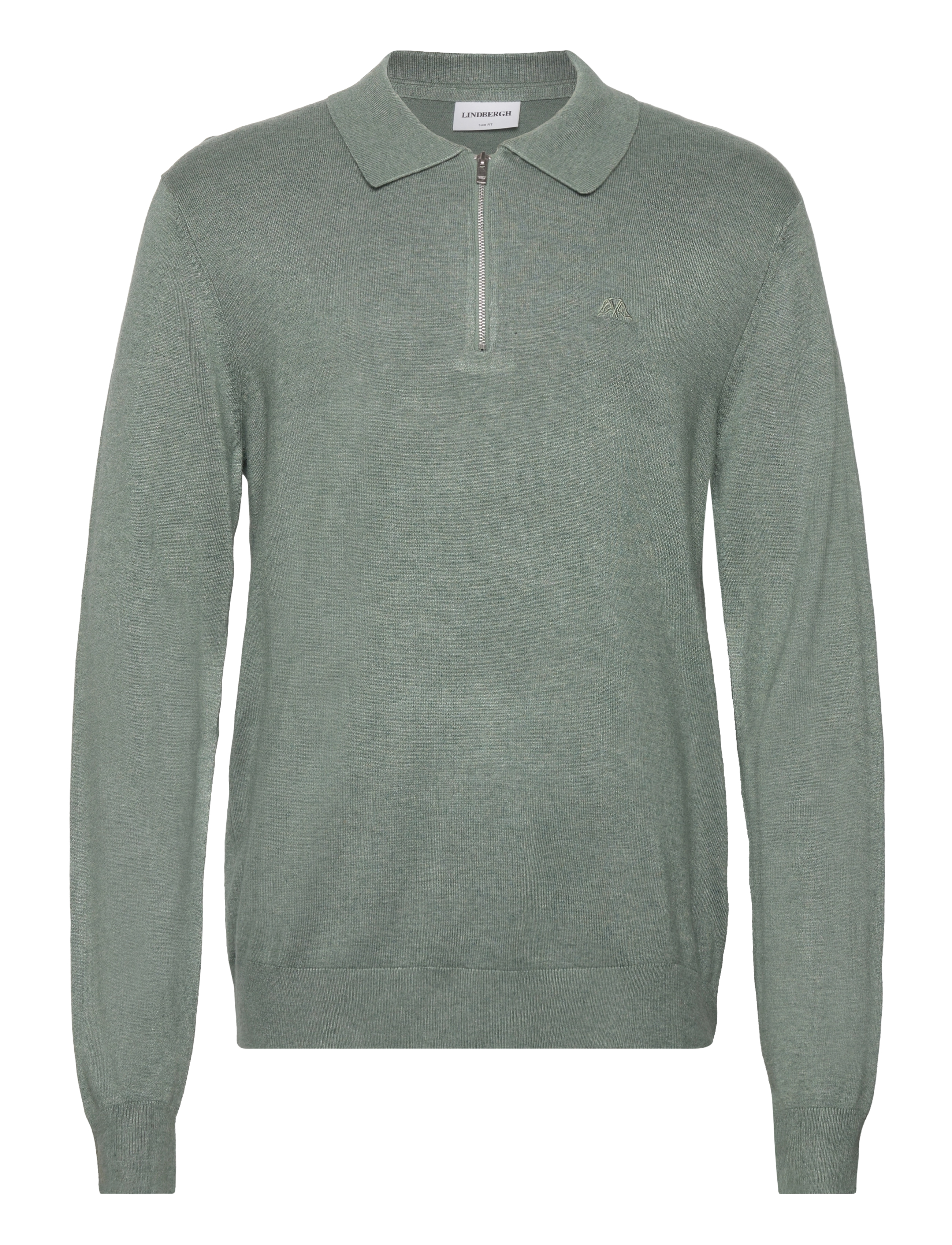 Ecovero L/S zip polo - JADE GREEN MEL