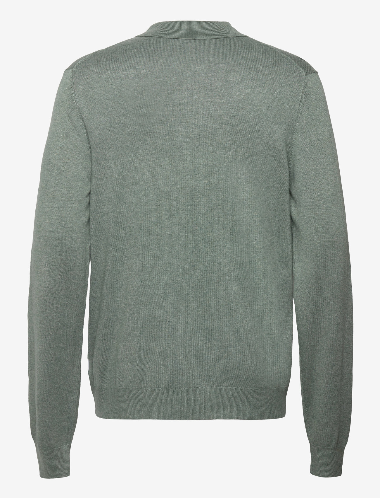 Lindbergh - Ecovero L/S zip polo - long-sleeved knitted polos - jade green mel - 1
