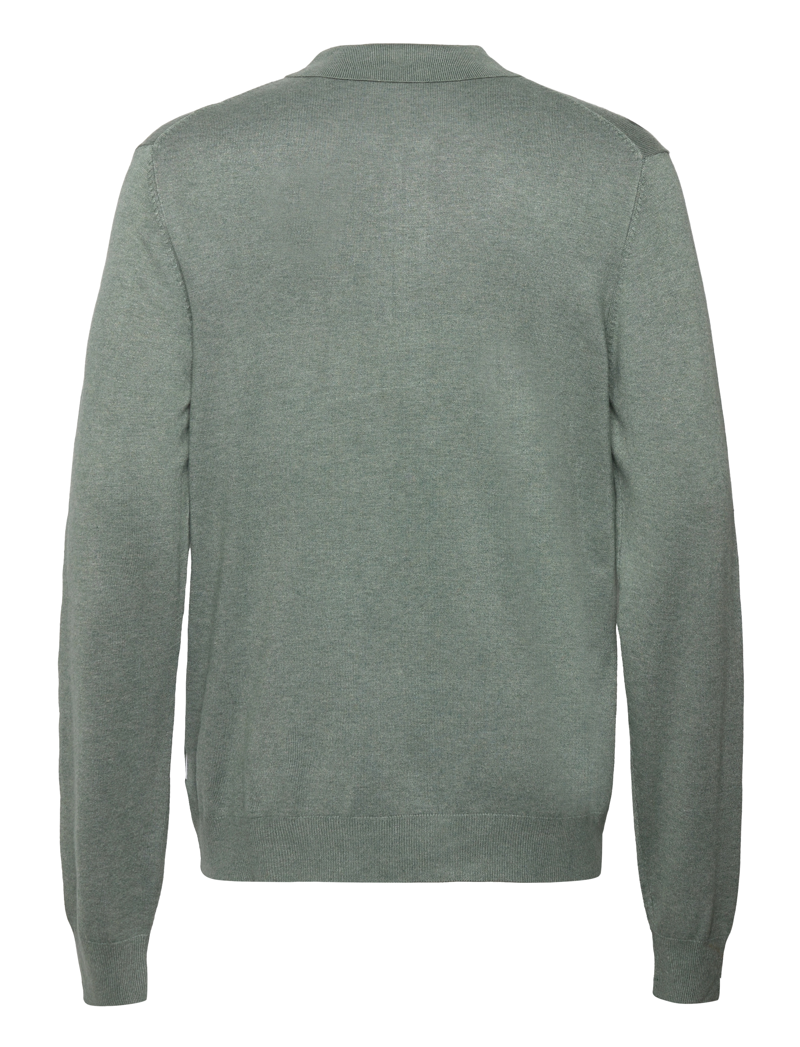 Lindbergh - Ecovero L/S zip polo - langärmelige gestrickte polohemden - jade green mel - 1