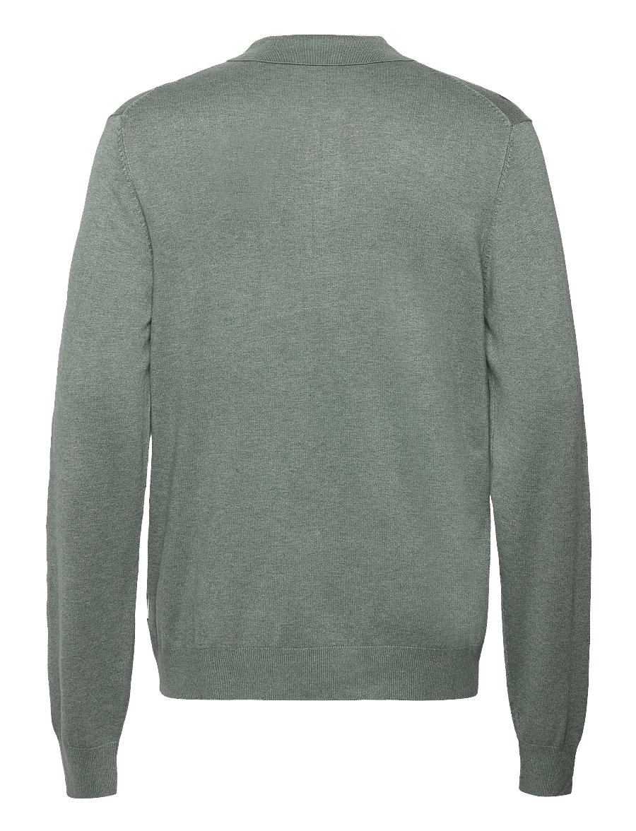 Lindbergh - Ecovero L/S zip polo - langärmelige gestrickte polohemden - jade green mel - 1