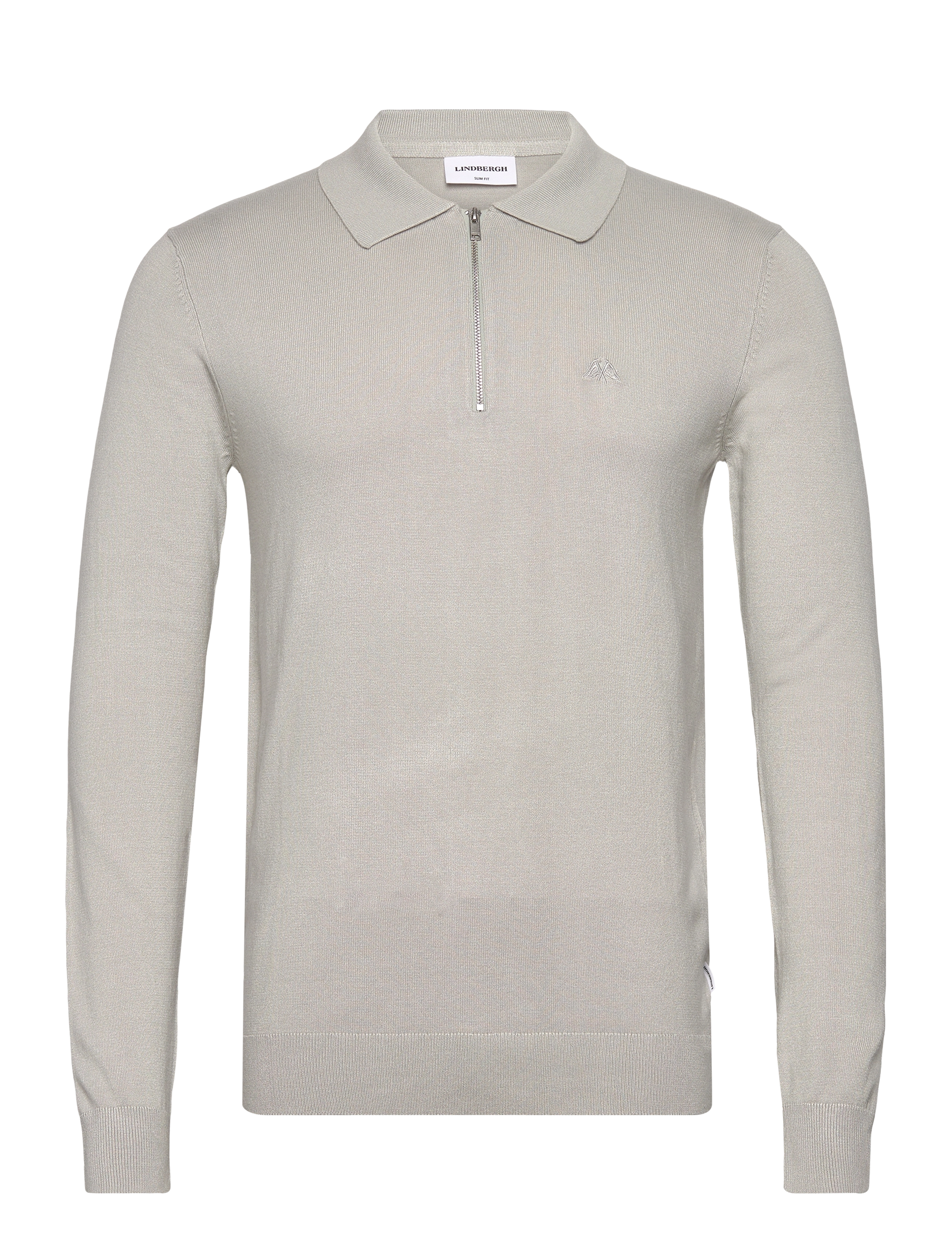 Lindbergh Ecovero L/S zip polo - Knitwear - LT GREY / grey