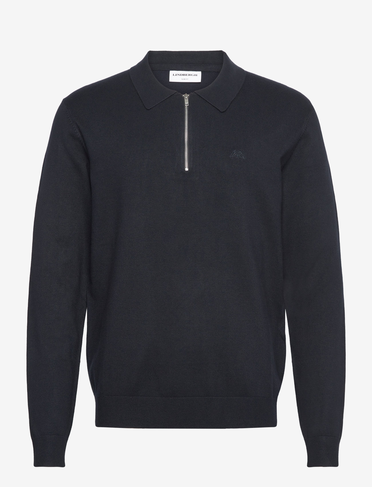 Lindbergh - Ecovero L/S zip polo - stickade pikéer - navy - 1