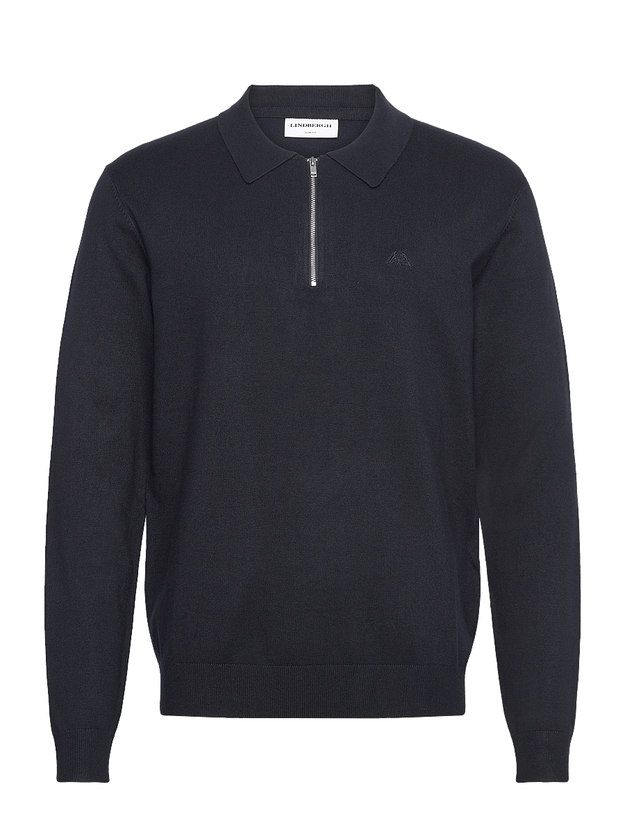 Lindbergh - Ecovero L/S zip polo - polos en tricot à manches longues - navy - 1