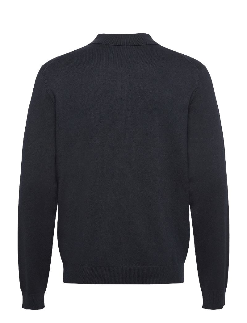 Lindbergh - Ecovero L/S zip polo - gestrickte polohemden - navy - 2