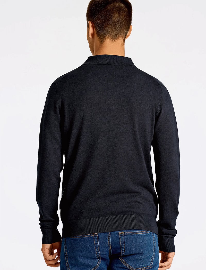Lindbergh - Ecovero L/S zip polo - gestrickte polohemden - navy - 4