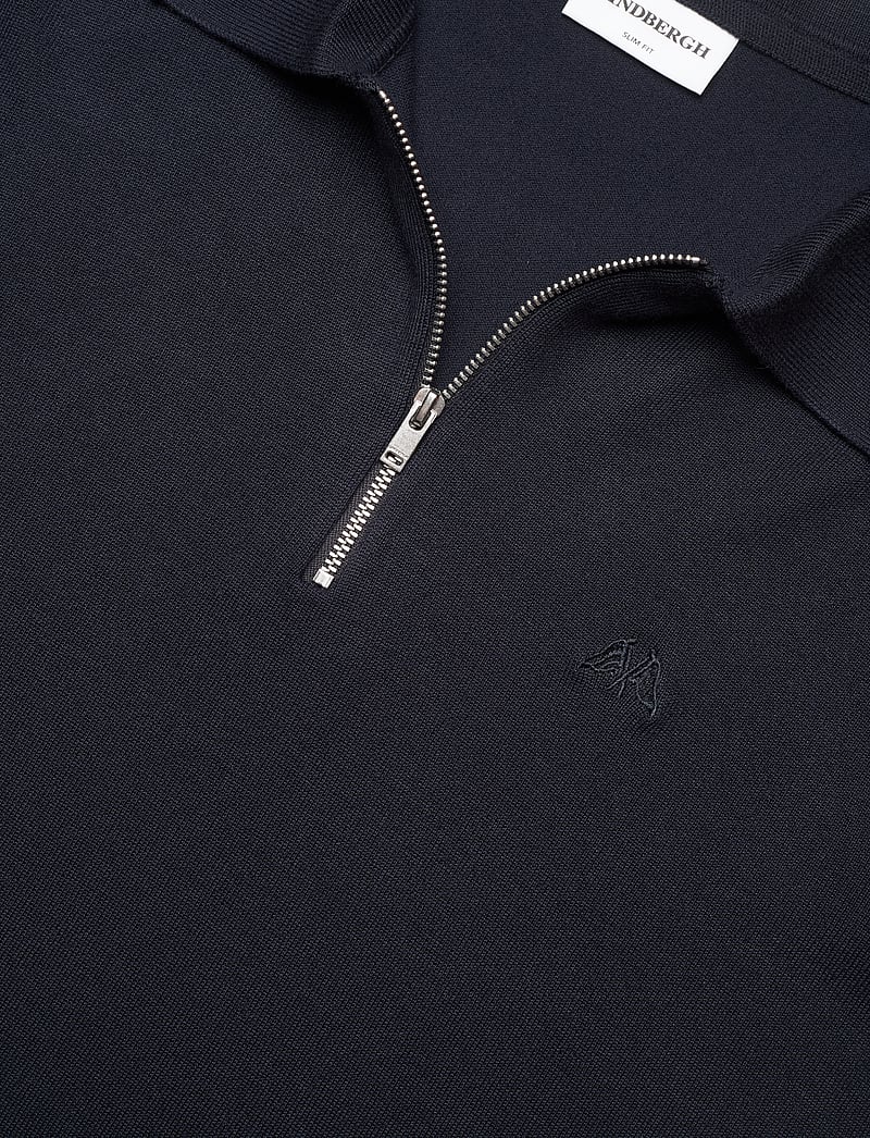 Lindbergh - Ecovero L/S zip polo - gestrickte polohemden - navy - 3