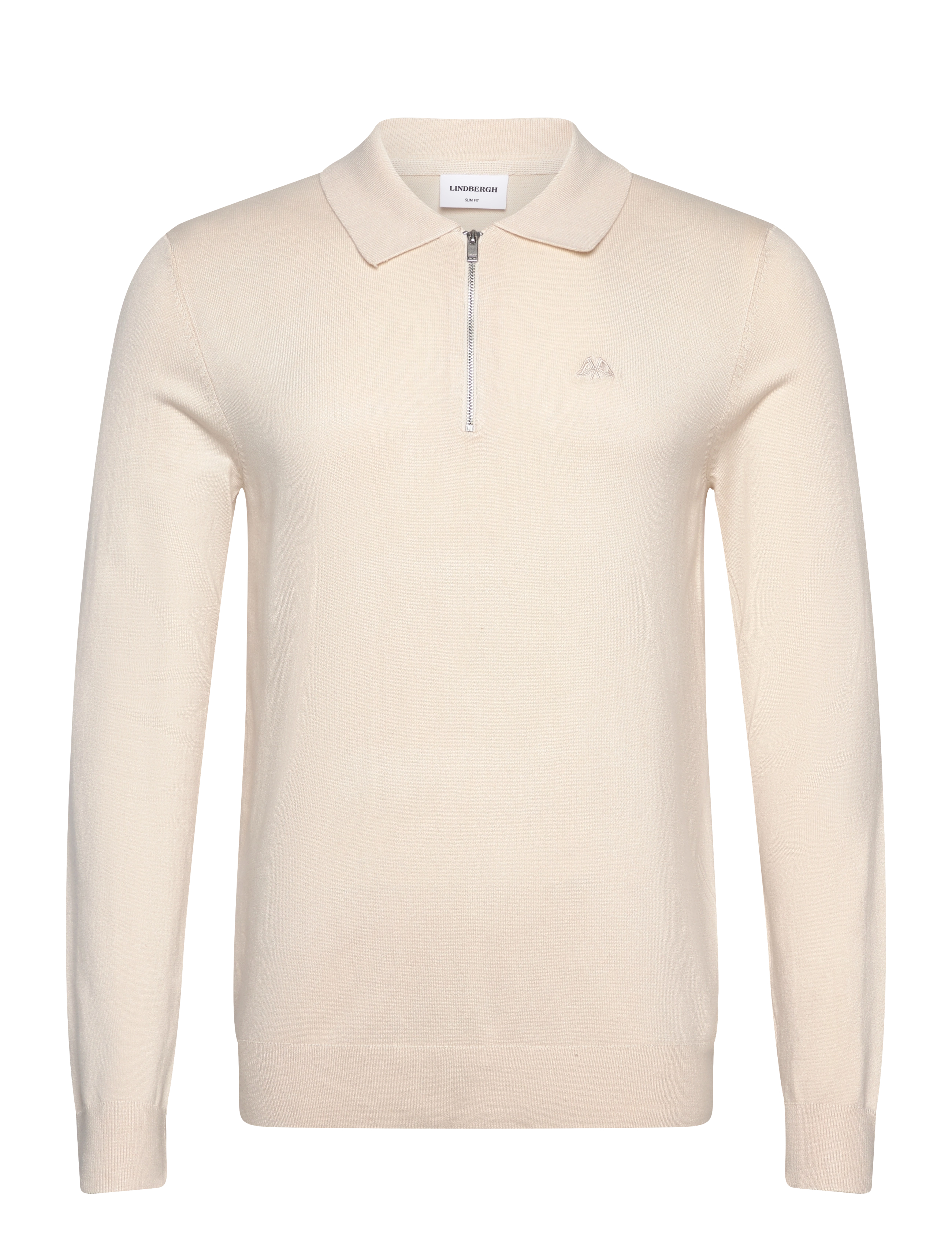 Ecovero L/S zip polo - OFF WHITE