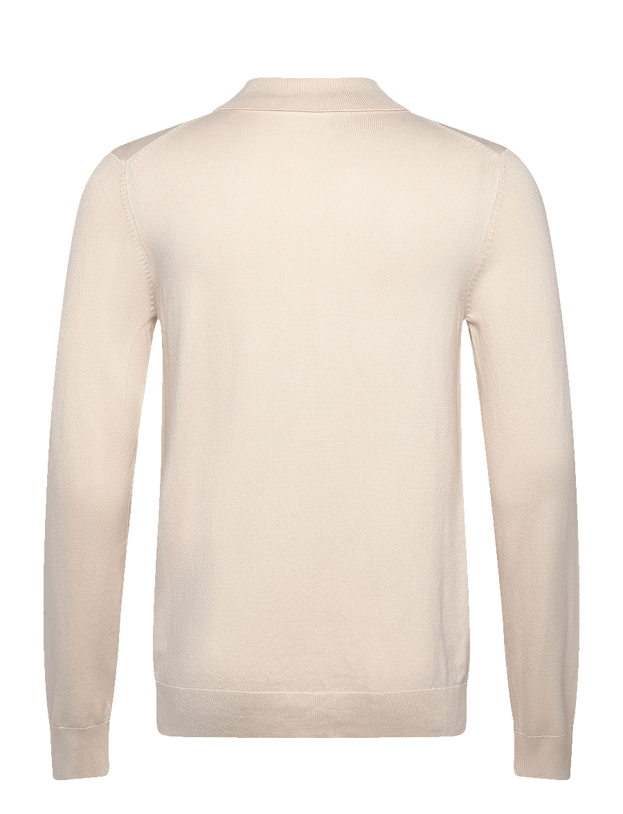 Lindbergh - Ecovero L/S zip polo - langärmelige gestrickte polohemden - off white - 1
