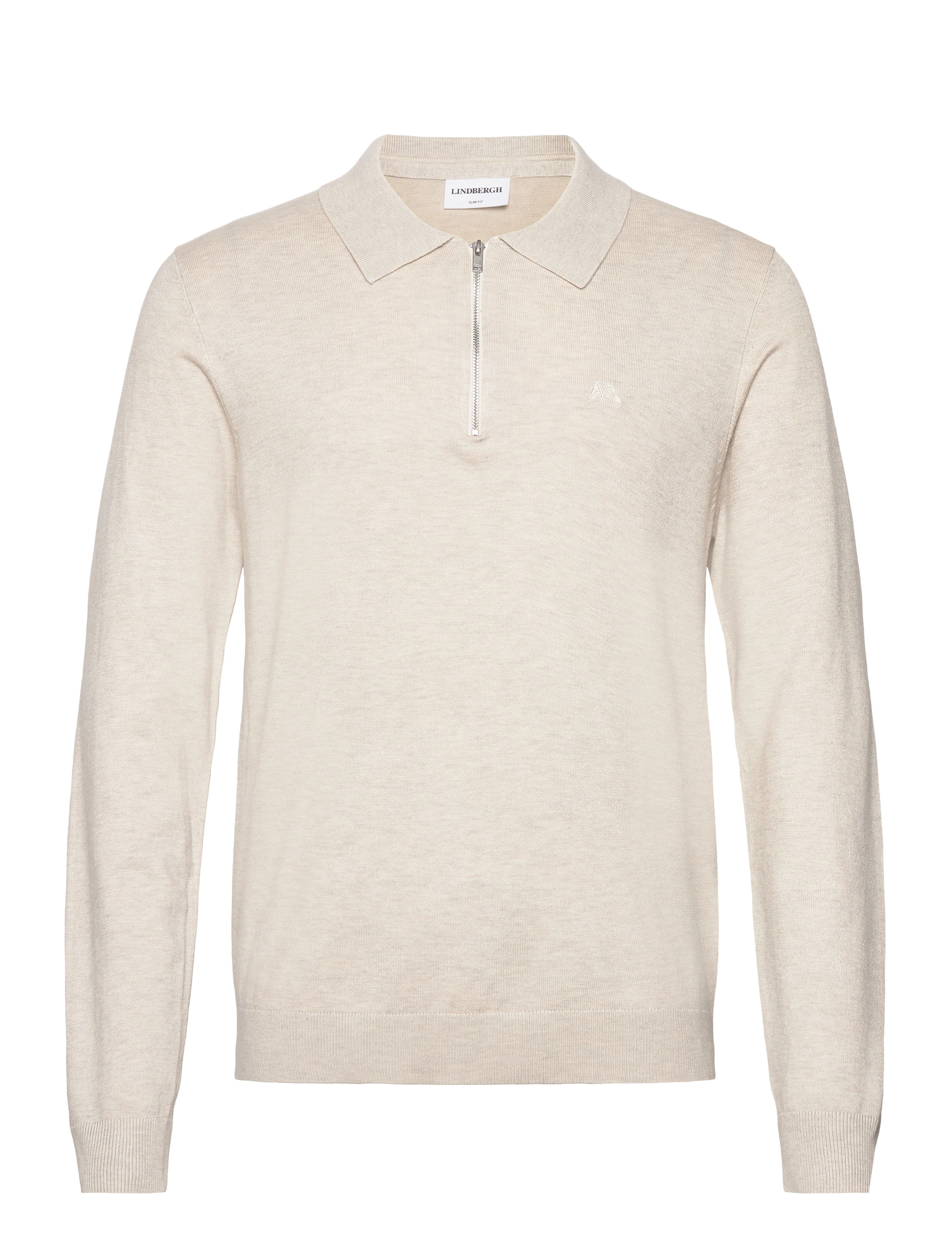 LINDBERGH Ecovero L/S Zip Polo Cream - XL - Herren