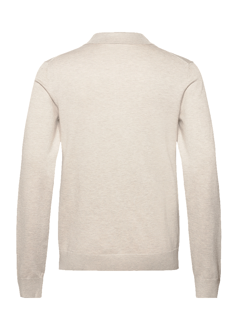 Lindbergh - Ecovero L/S zip polo - stickade pikéer - off white mel - 2