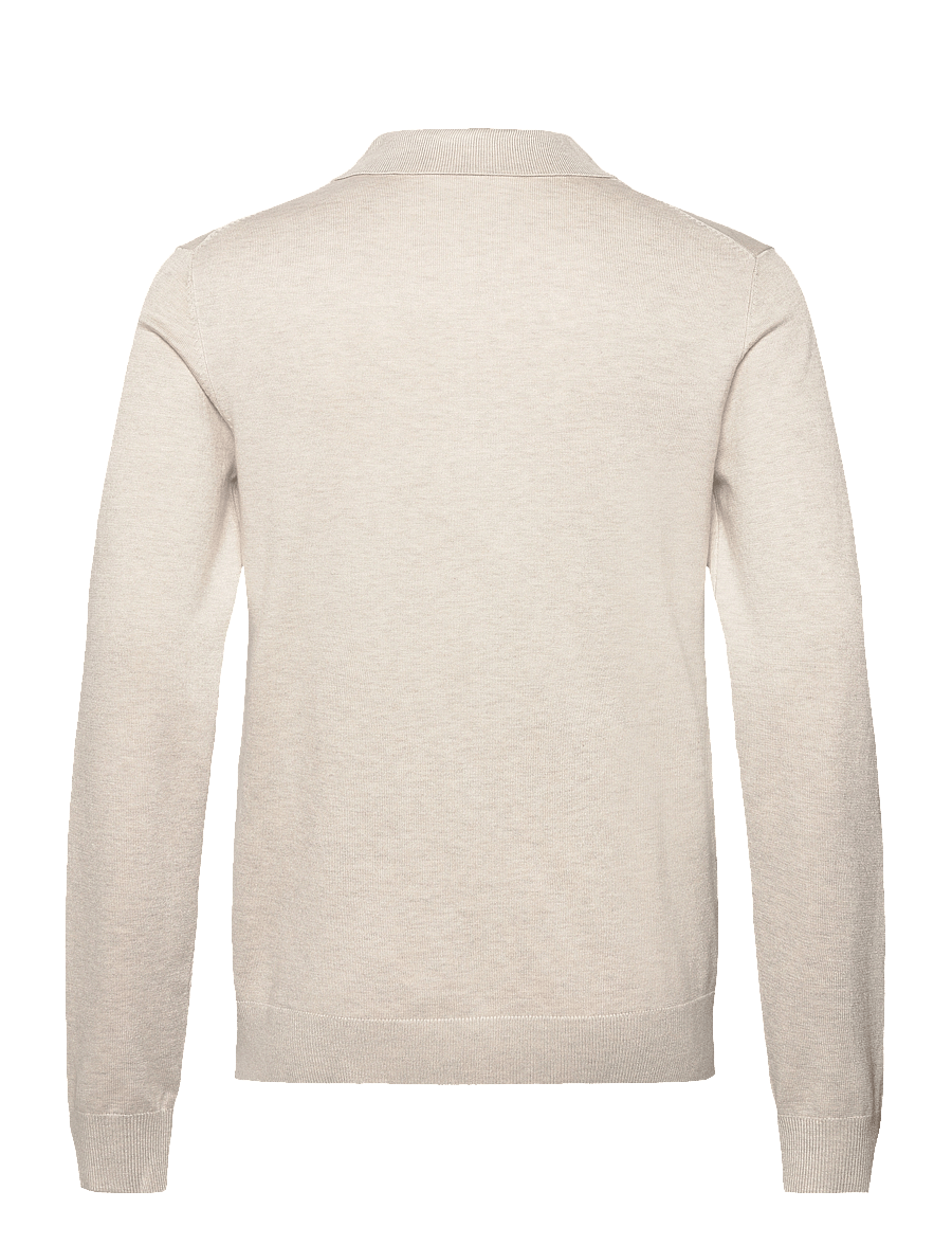 Lindbergh - Ecovero L/S zip polo - langärmelige gestrickte polohemden - off white mel - 2