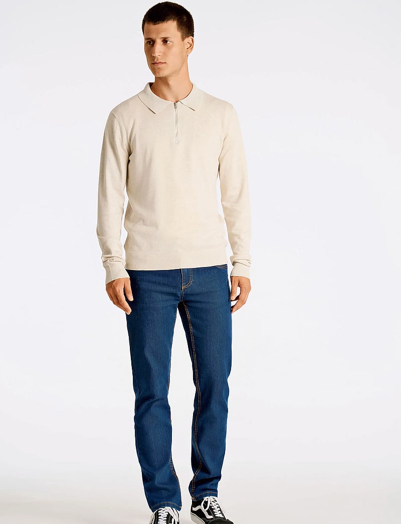 Lindbergh - Ecovero L/S zip polo - stickade pikéer - off white mel - 5