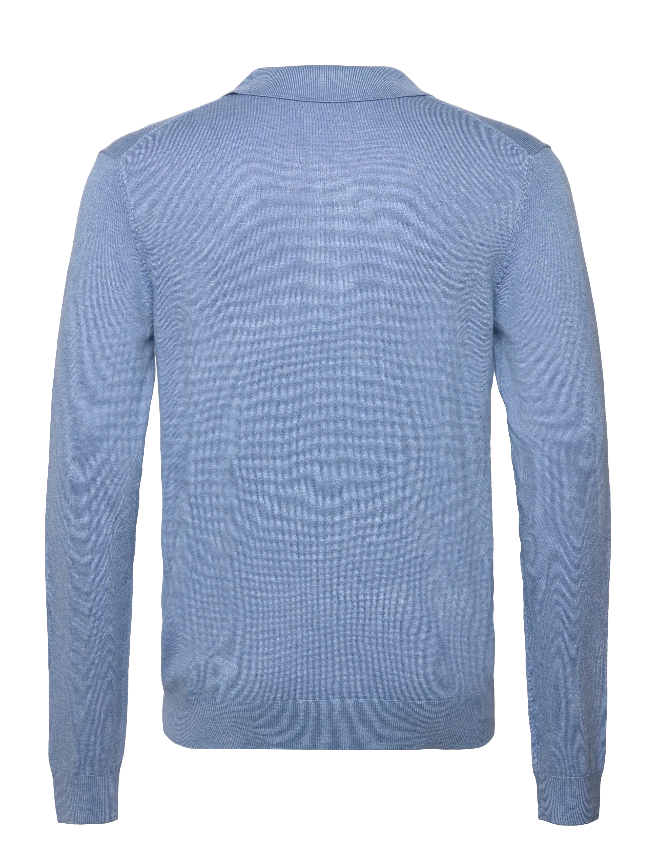 Lindbergh - Ecovero L/S zip polo - langärmelige gestrickte polohemden - sky blue mel - 1
